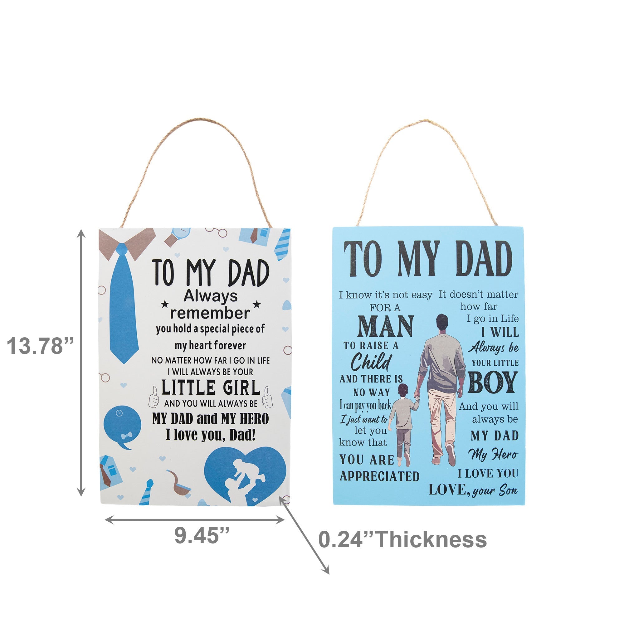 Assorted Hanging Wood Wall Sign "To My Dad" - Set of 2