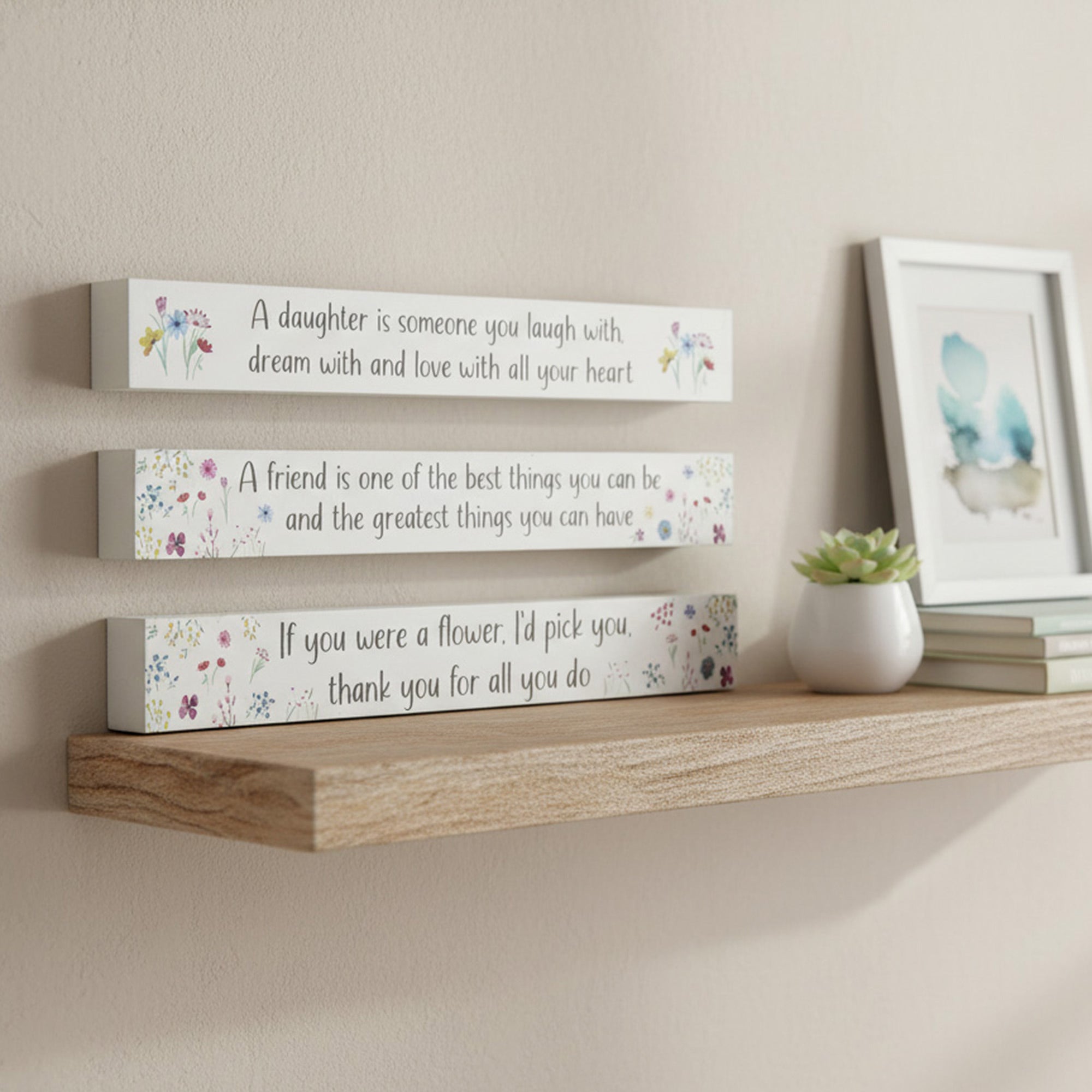 Assorted Wooden Block Sign with Appreciation Messages - Set of 3