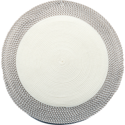 Round Vinyl Placemat with Border – White, Set of 12