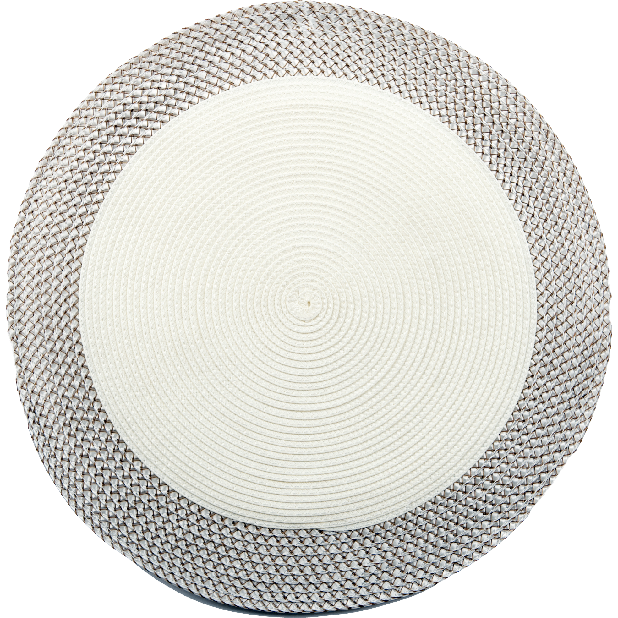 Round Vinyl Placemat with Border – White, Set of 12