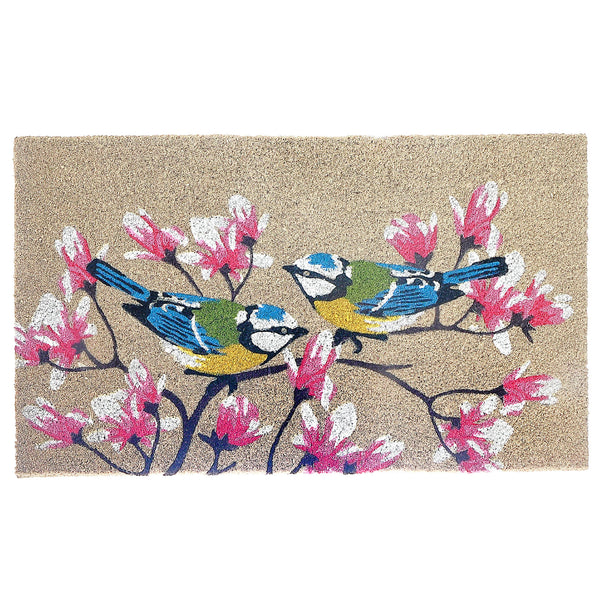 Coir Door Mat Birds In Cherry Blossom