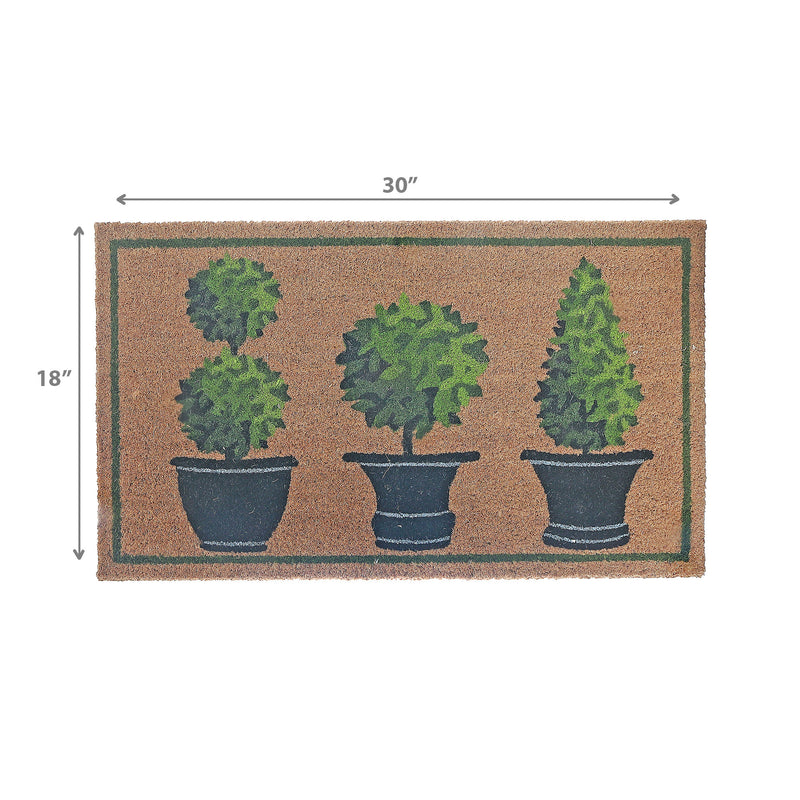 Coir Door Mat Topiaries In Pots