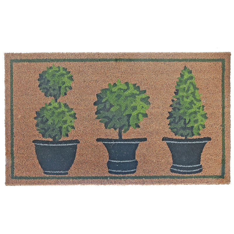 Coir Door Mat Topiaries In Pots