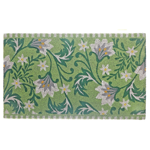 Coir Door Mat Floral Green Pattern