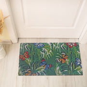 Coir Door Mat Butterfly Floral, Butterfly Floral Welcome Mat, Natural Coir Entry Rug, Garden Themed Porch Decor, Outdoor Door Mat