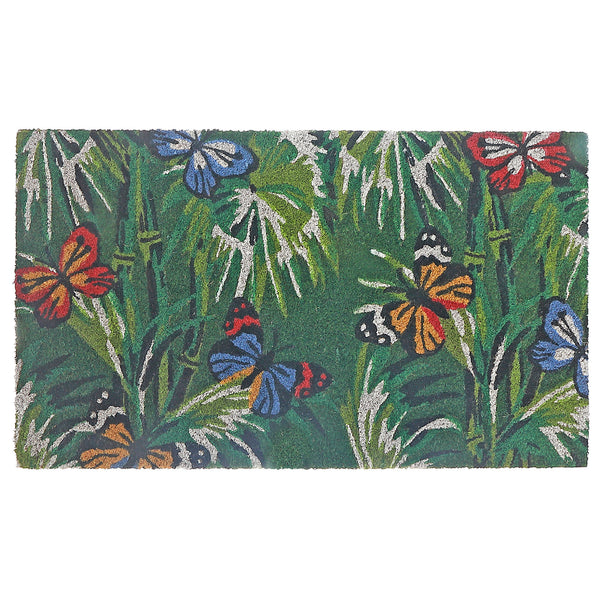 Coir Door Mat Butterfly Floral