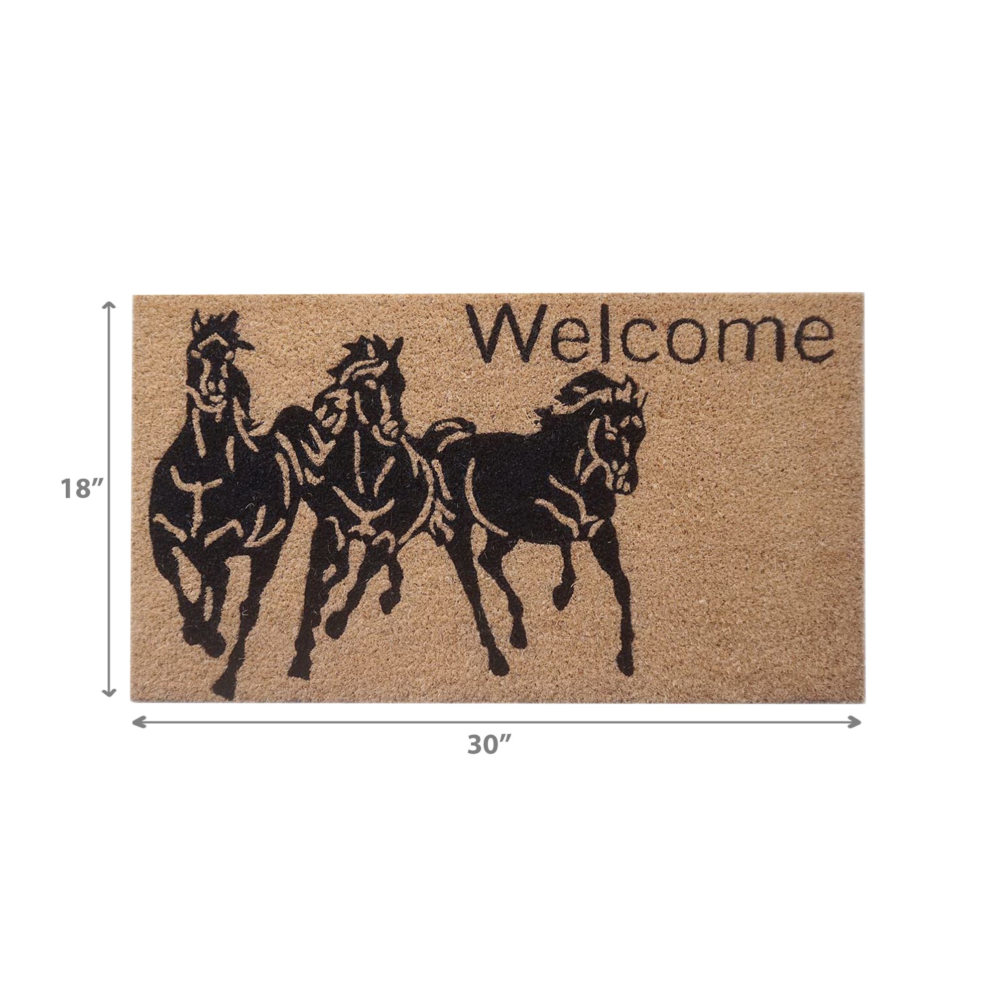 Coir Door Mat Welcome Horses, Horse Themed Welcome Mat, Equestrian Coir Door Rug, Farmhouse Entryway Decor, Durable Outdoor Mat