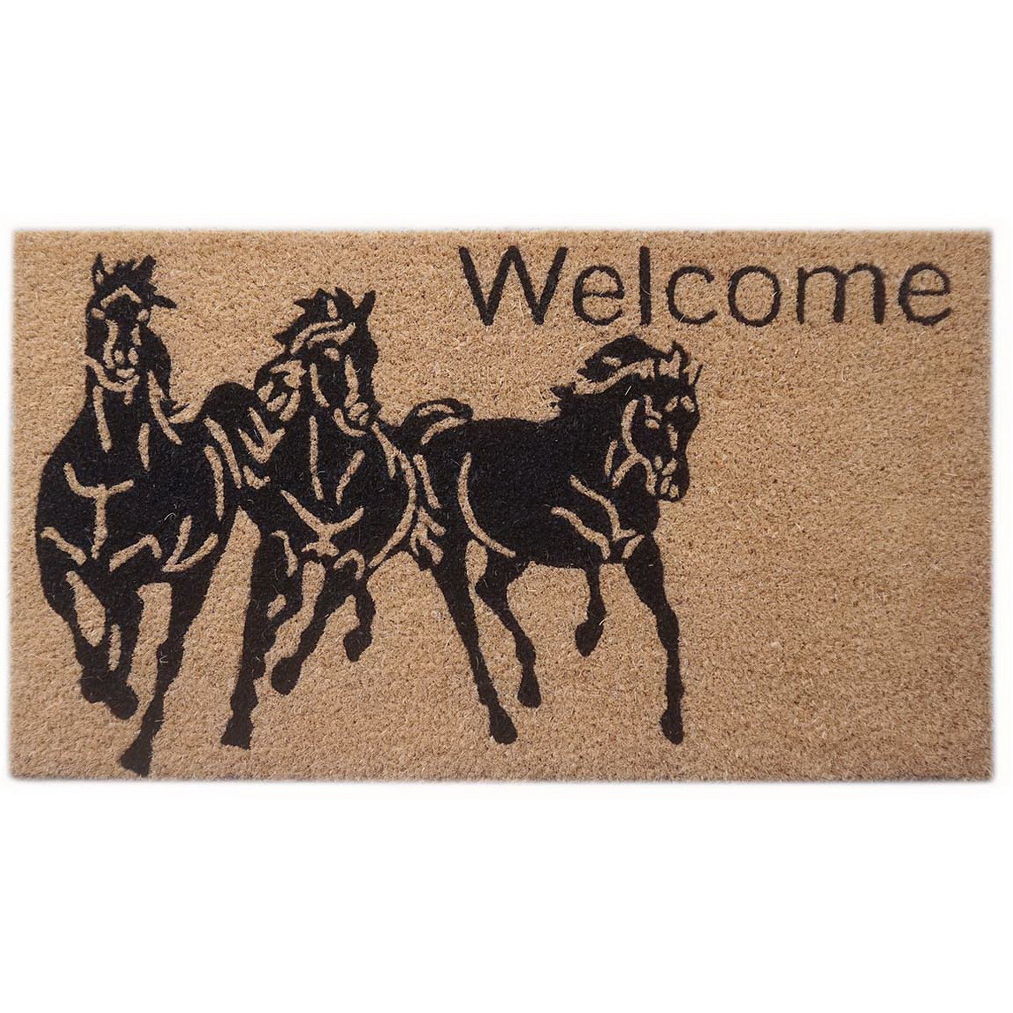 Coir Door Mat Welcome Horses, Horse Themed Welcome Mat, Equestrian Coir Door Rug, Farmhouse Entryway Decor, Durable Outdoor Mat