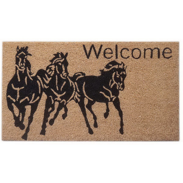 Coir Door Mat Welcome - Horses