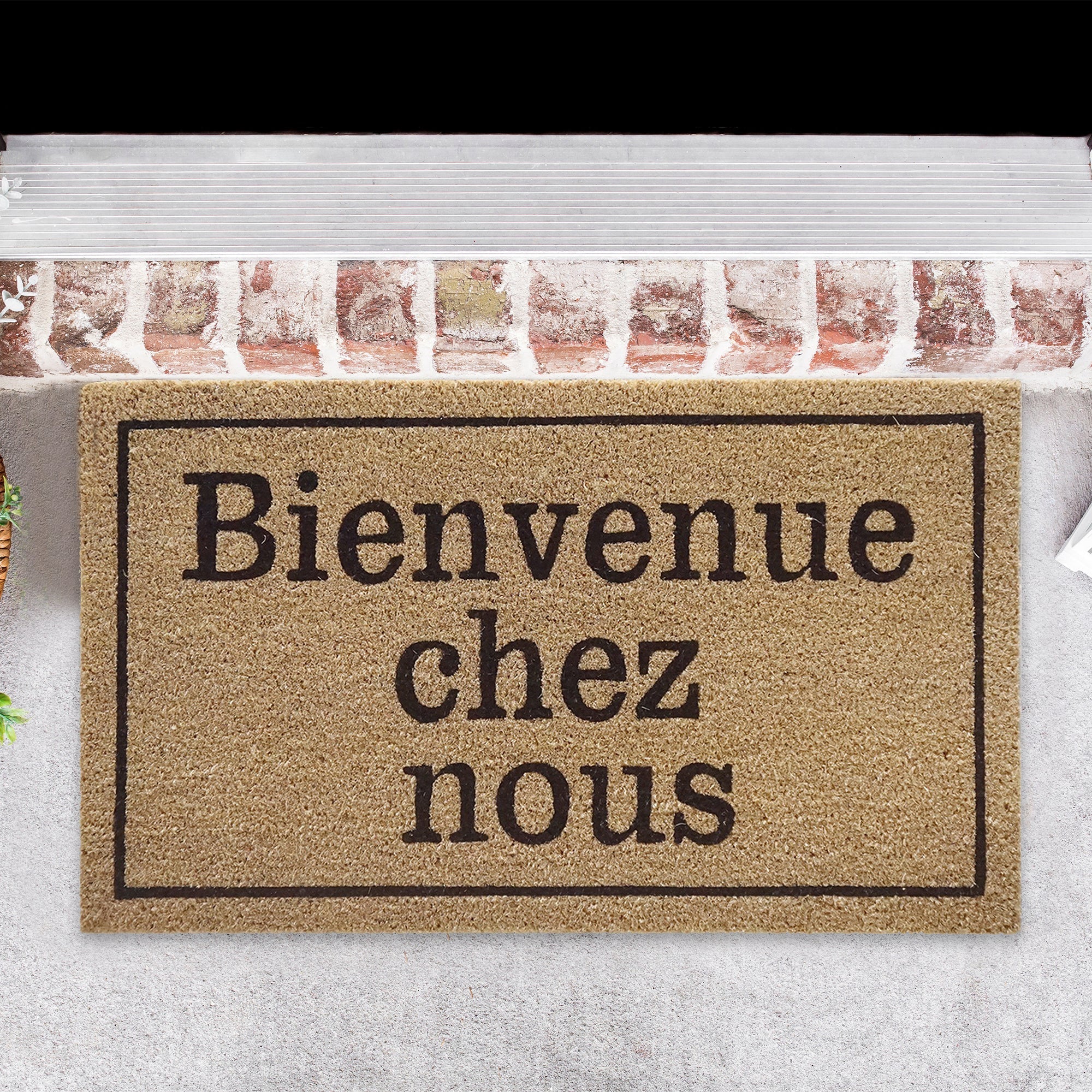Coir Door Mat – “Bienvenue Chez Nous”, Welcome Mat