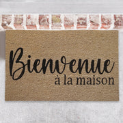 Coir Door Mat Bienvenue A La Maison, Bienvenue A La Maison Coir Mat, French Welcome Entryway Rug, Natural Fiber Front Door Mat, Porch Decor