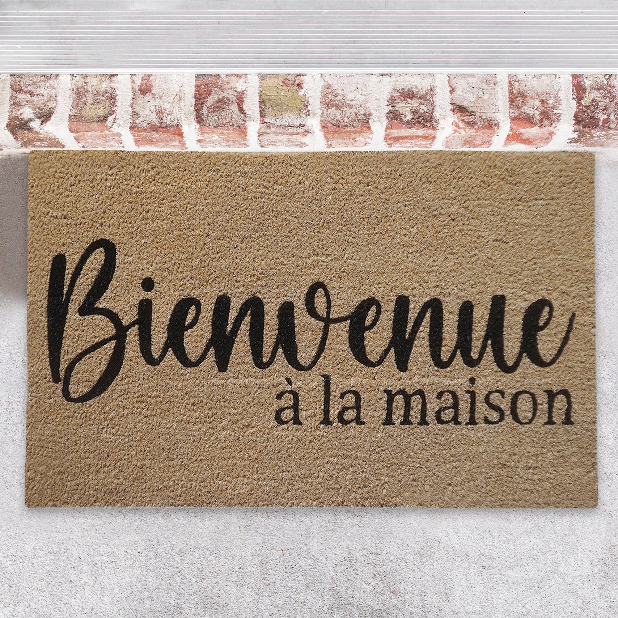 Coir Door Mat Bienvenue A La Maison, Bienvenue A La Maison Coir Mat, French Welcome Entryway Rug, Natural Fiber Front Door Mat, Porch Decor