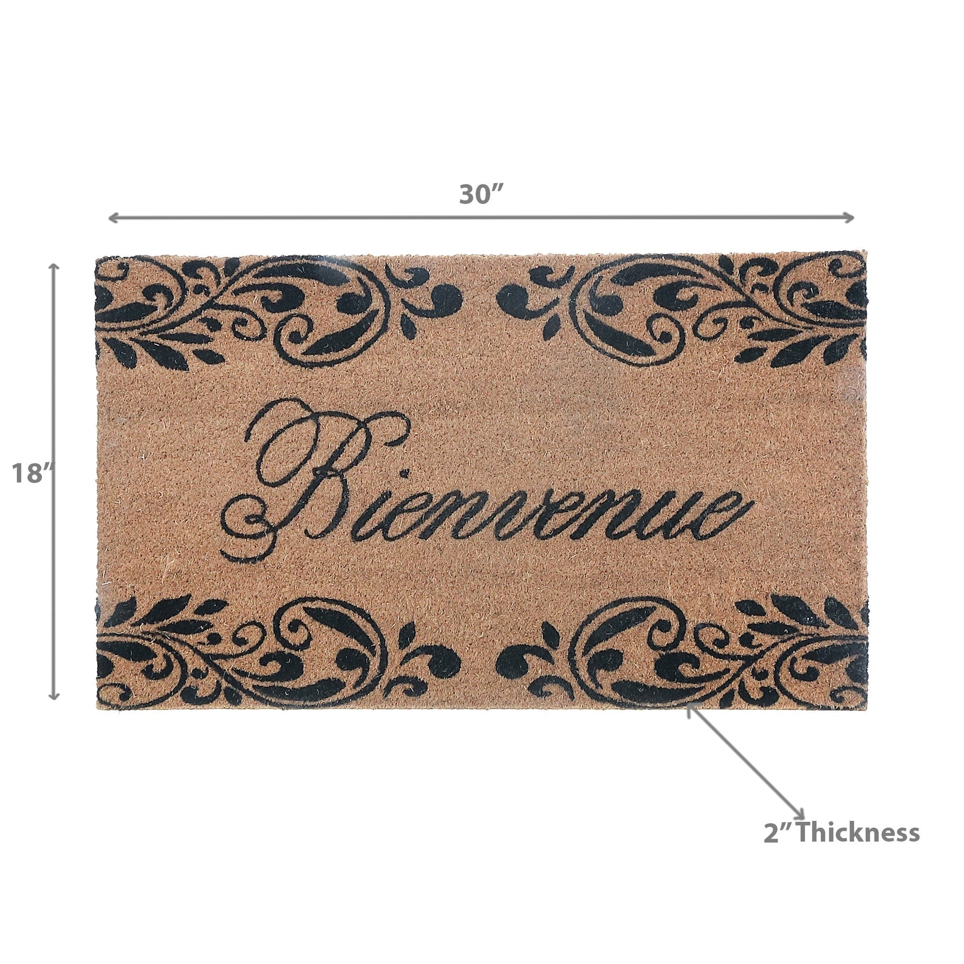 Coir Door Mat Bienvenue Scroll 18 X 30
