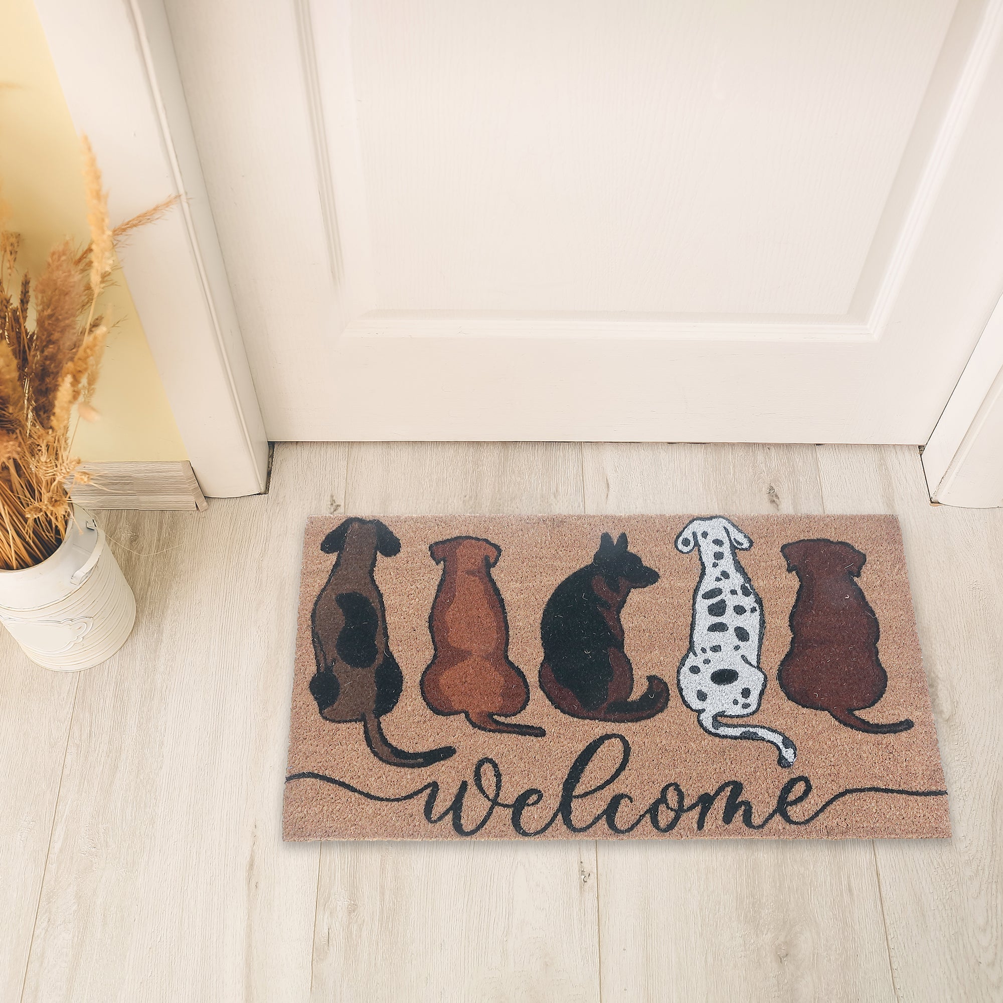 Coir Door Mat Dog Welcome – Natural Fiber Outdoor/Indoor Doormat