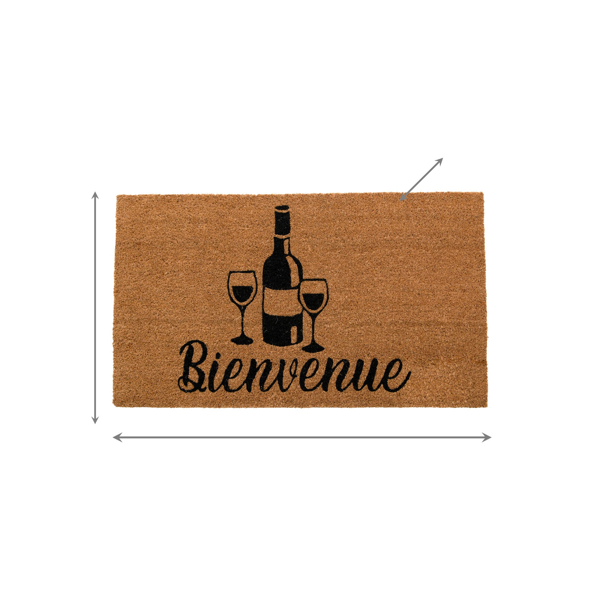 Coir Door Mat "Bienvenue" Wine Motif