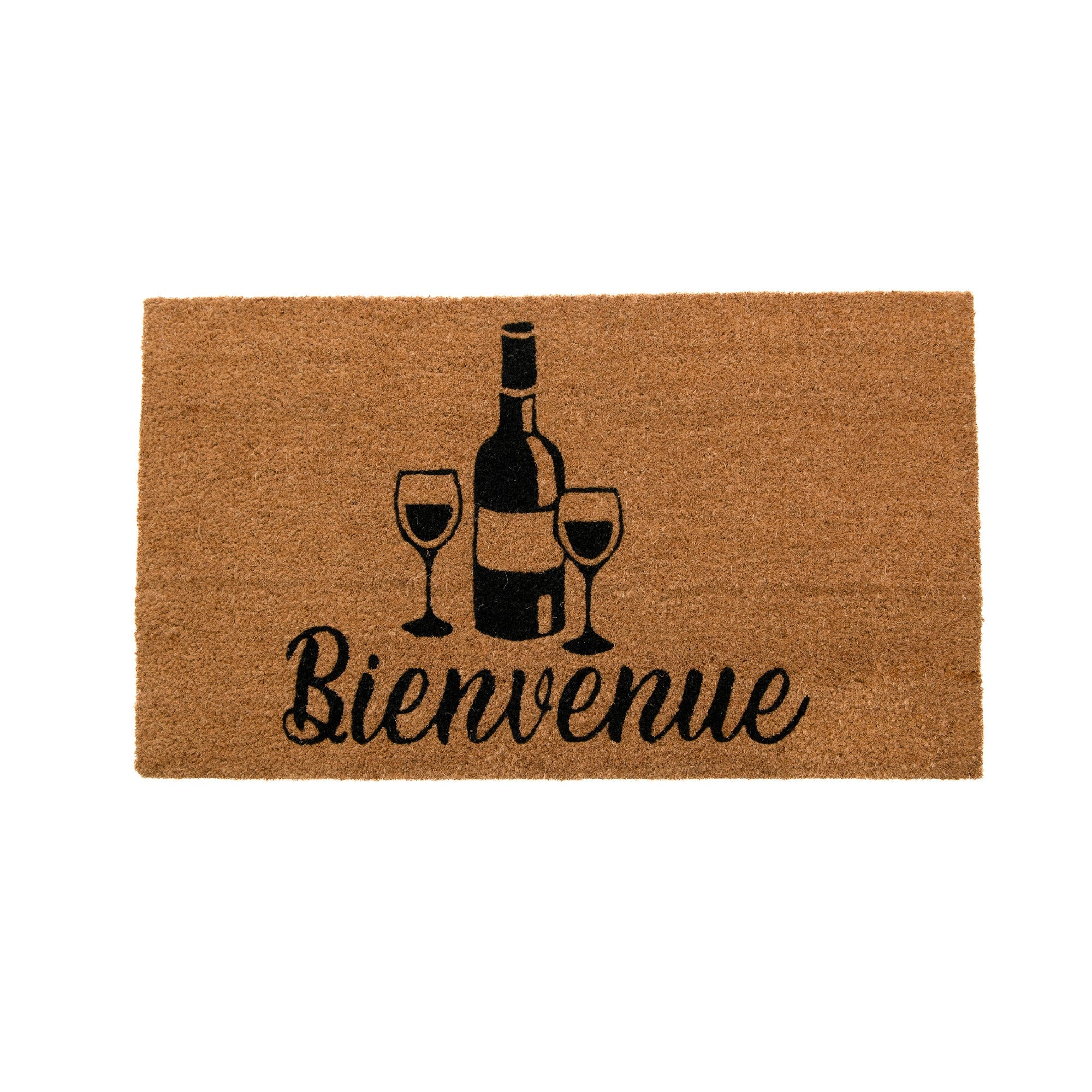 Coir Door Mat "Bienvenue" Wine Motif