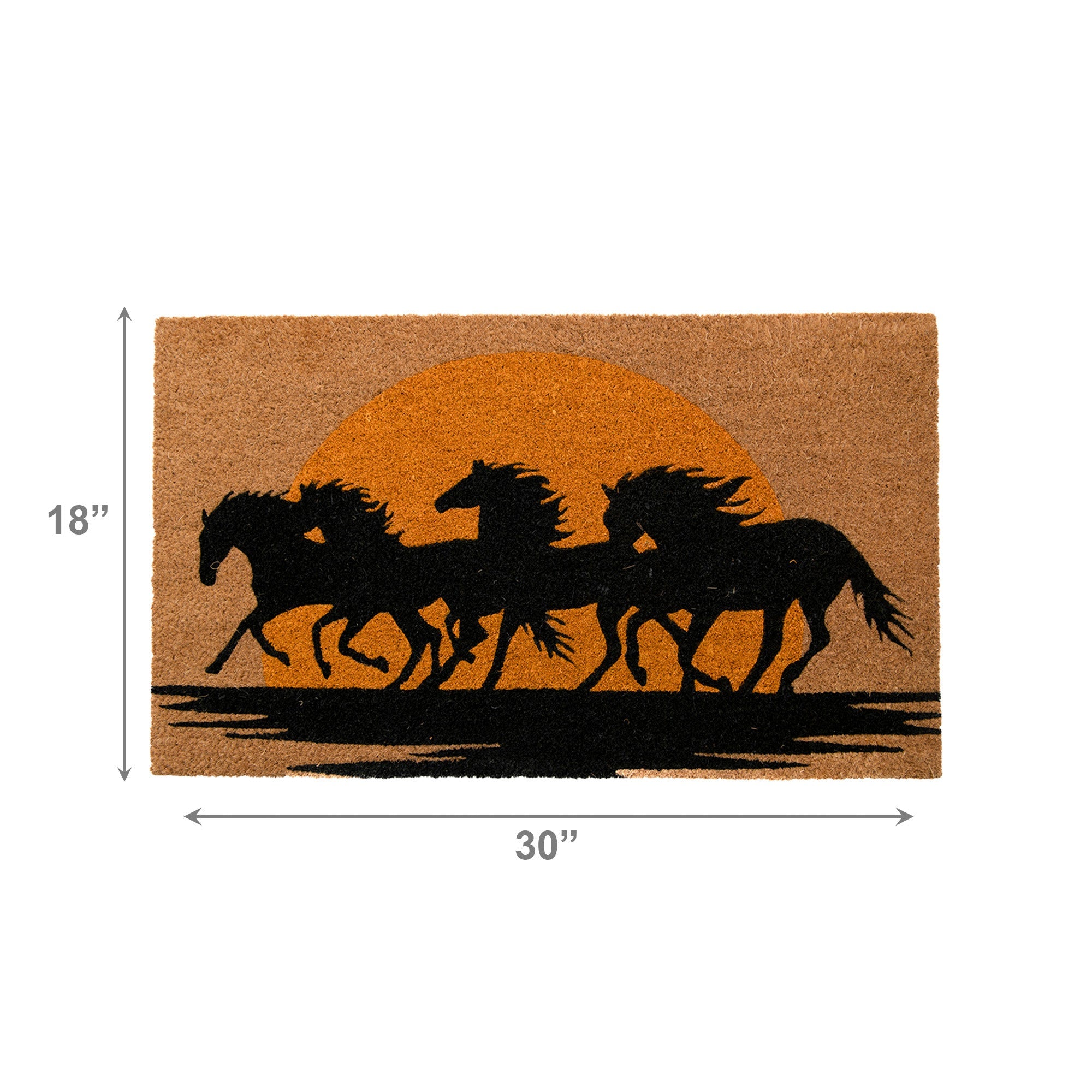Coir Door Mat Horses Running at Sunset Design