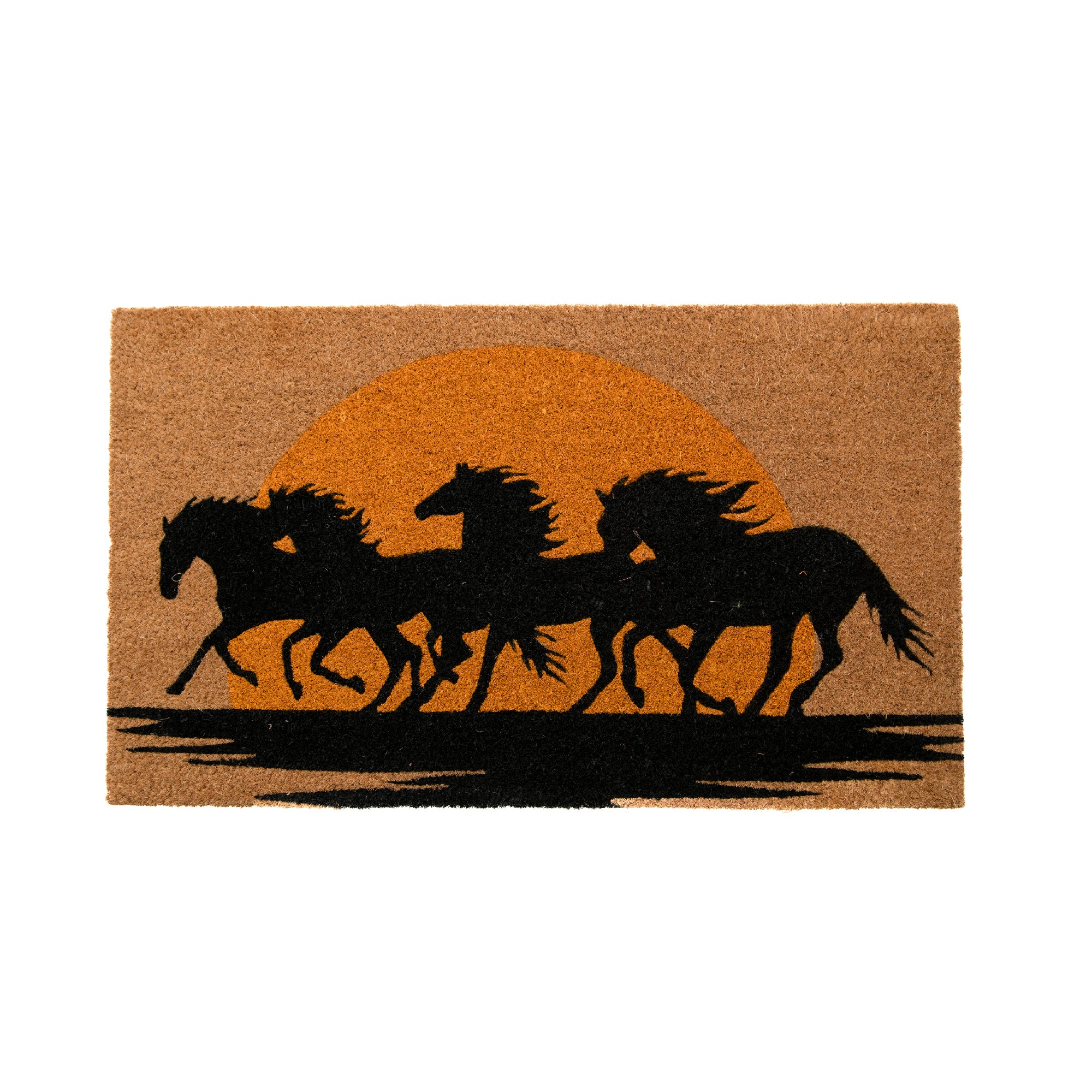 Coir Door Mat Horses Running at Sunset Design