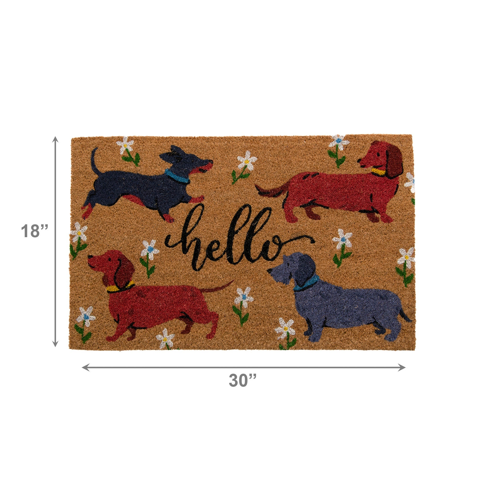 Coir Door Mat "Dogs Hello" Welcome Design