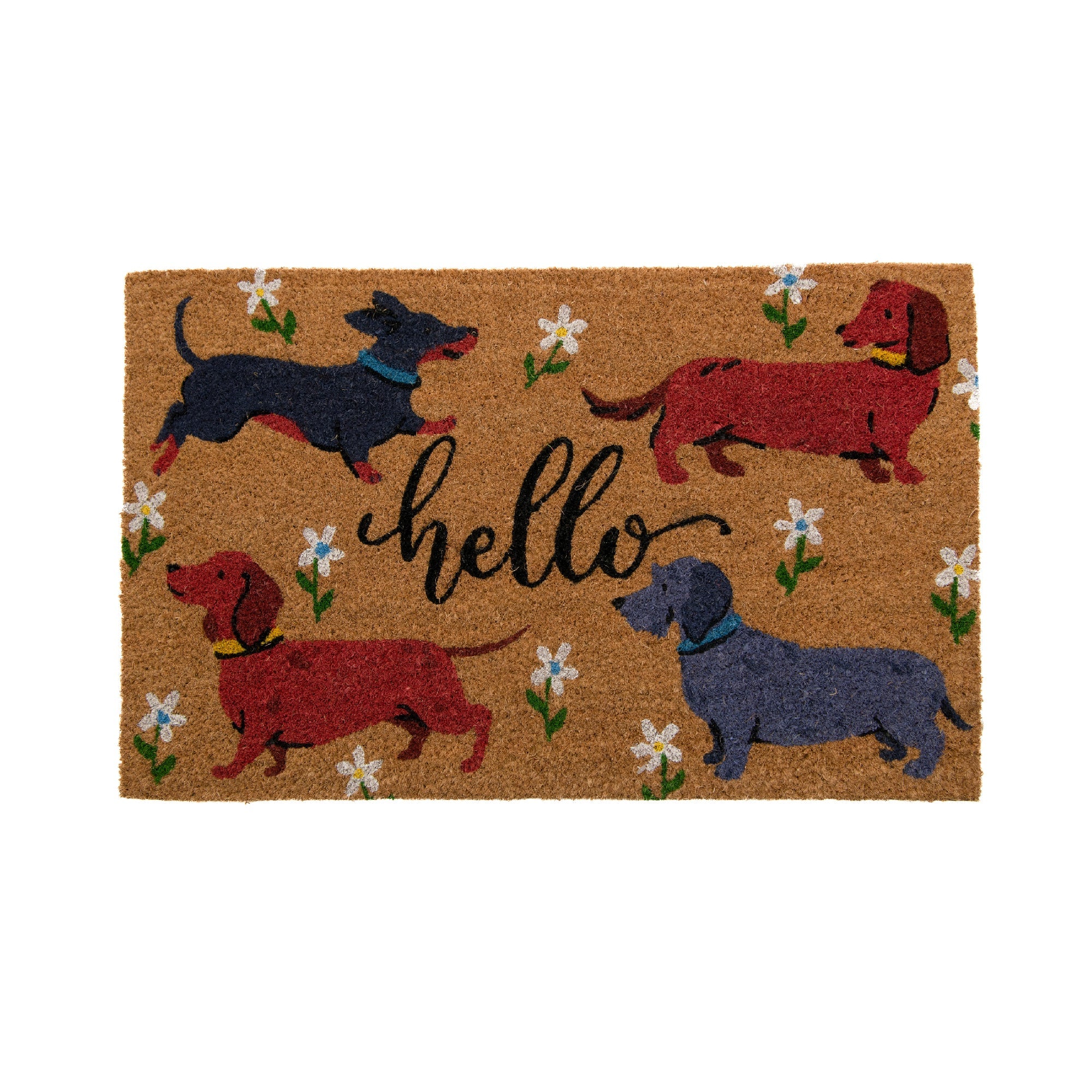 Coir Door Mat "Dogs Hello" Welcome Design