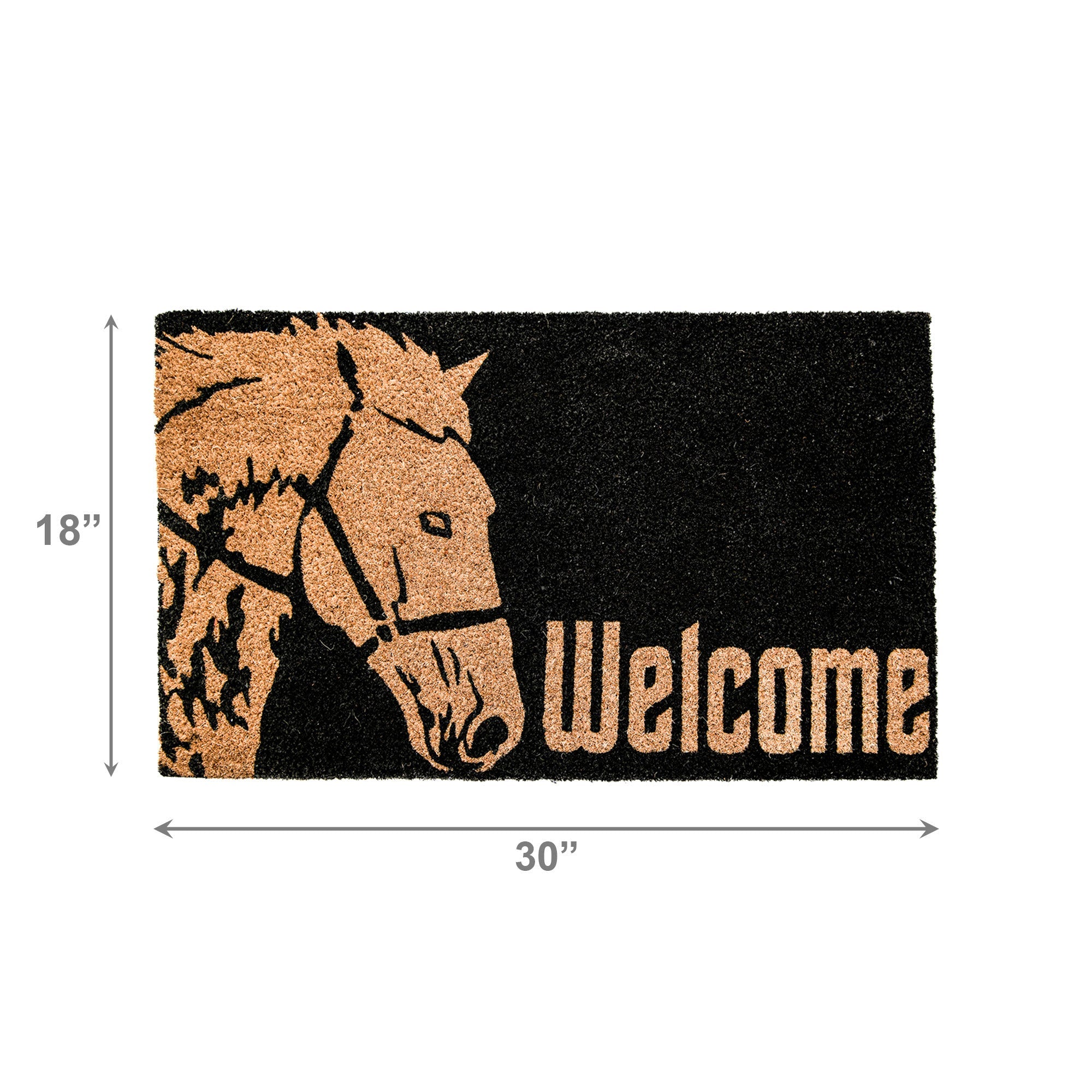 Coir Door Mat Horse Head "Welcome"