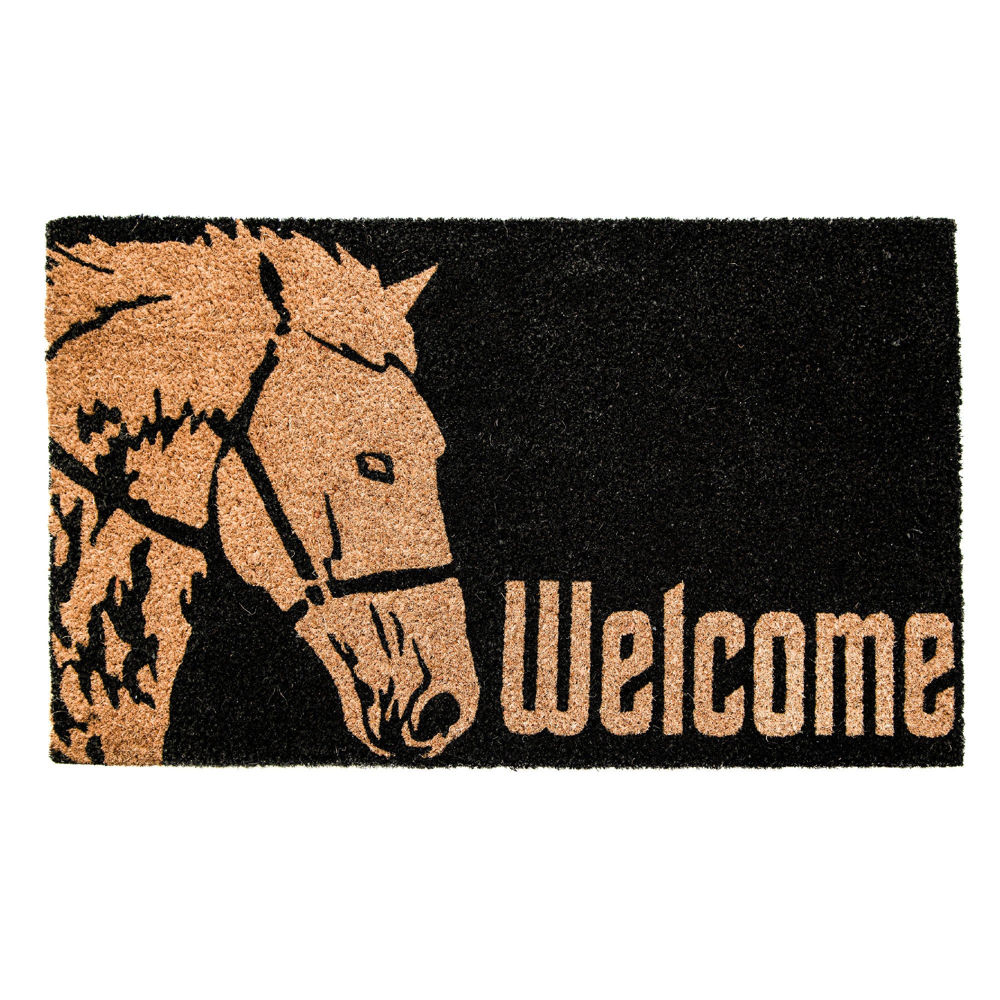 Coir Door Mat Horse Head "Welcome"