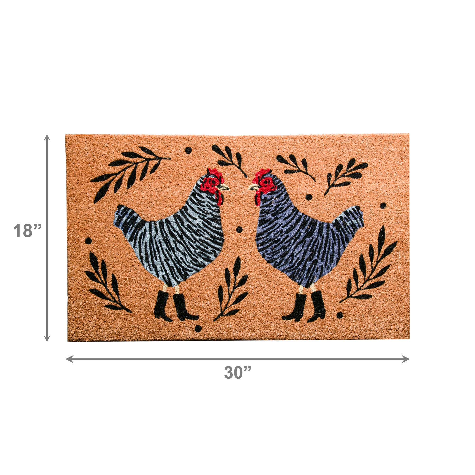 Coir Door Mat with Roosters Motif