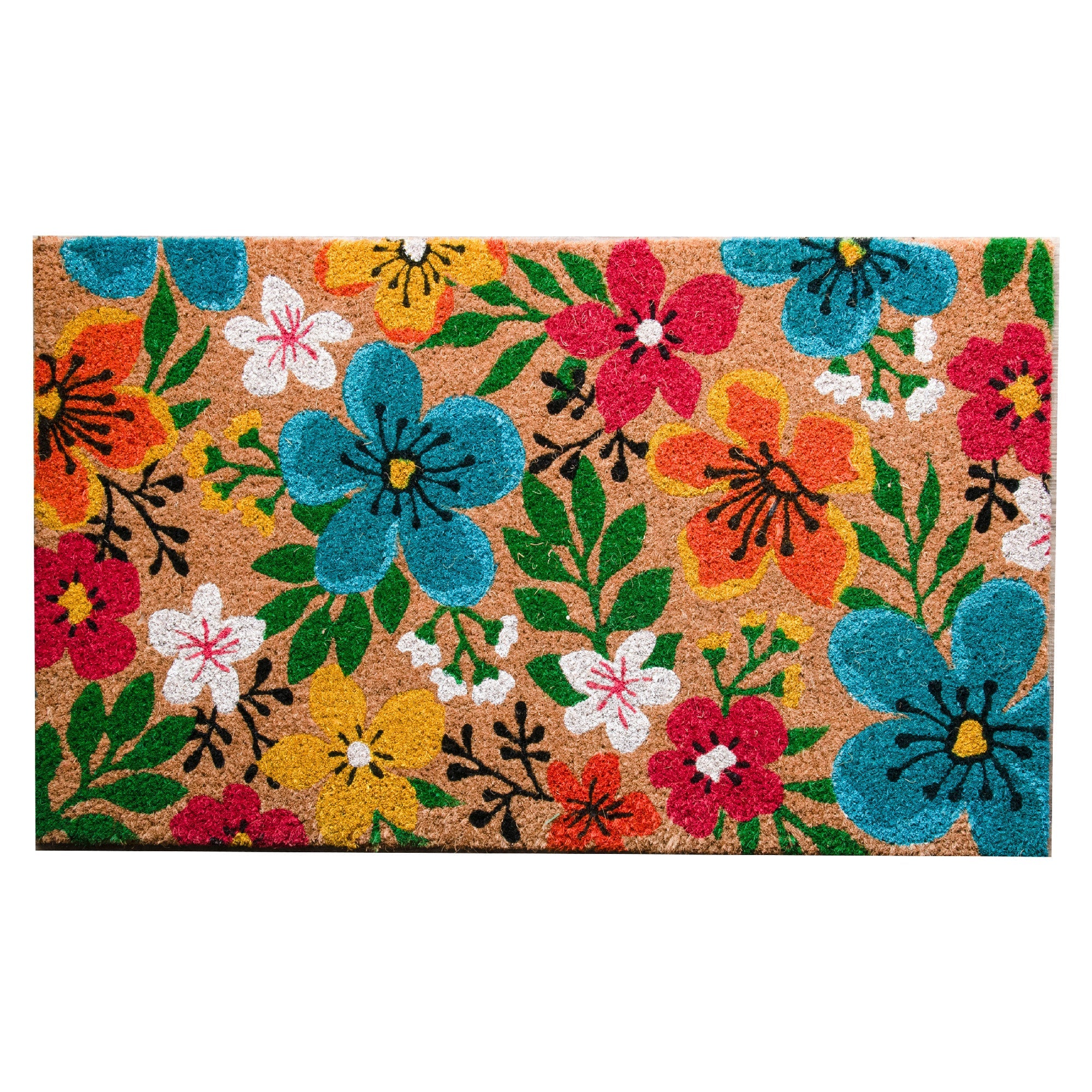 Coir Door Mat Flowers In Bloom Design