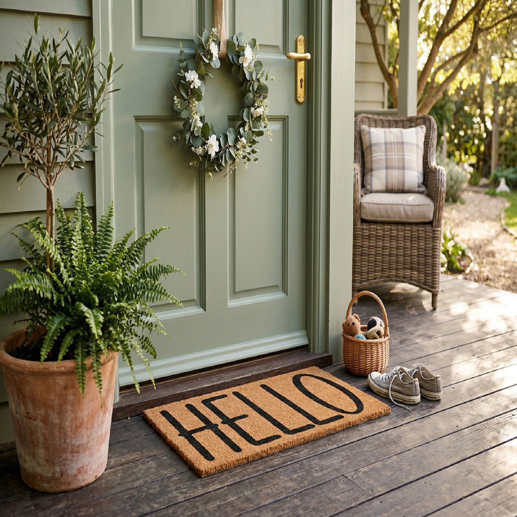 Coir Door Mat Simple "Hello" Design
