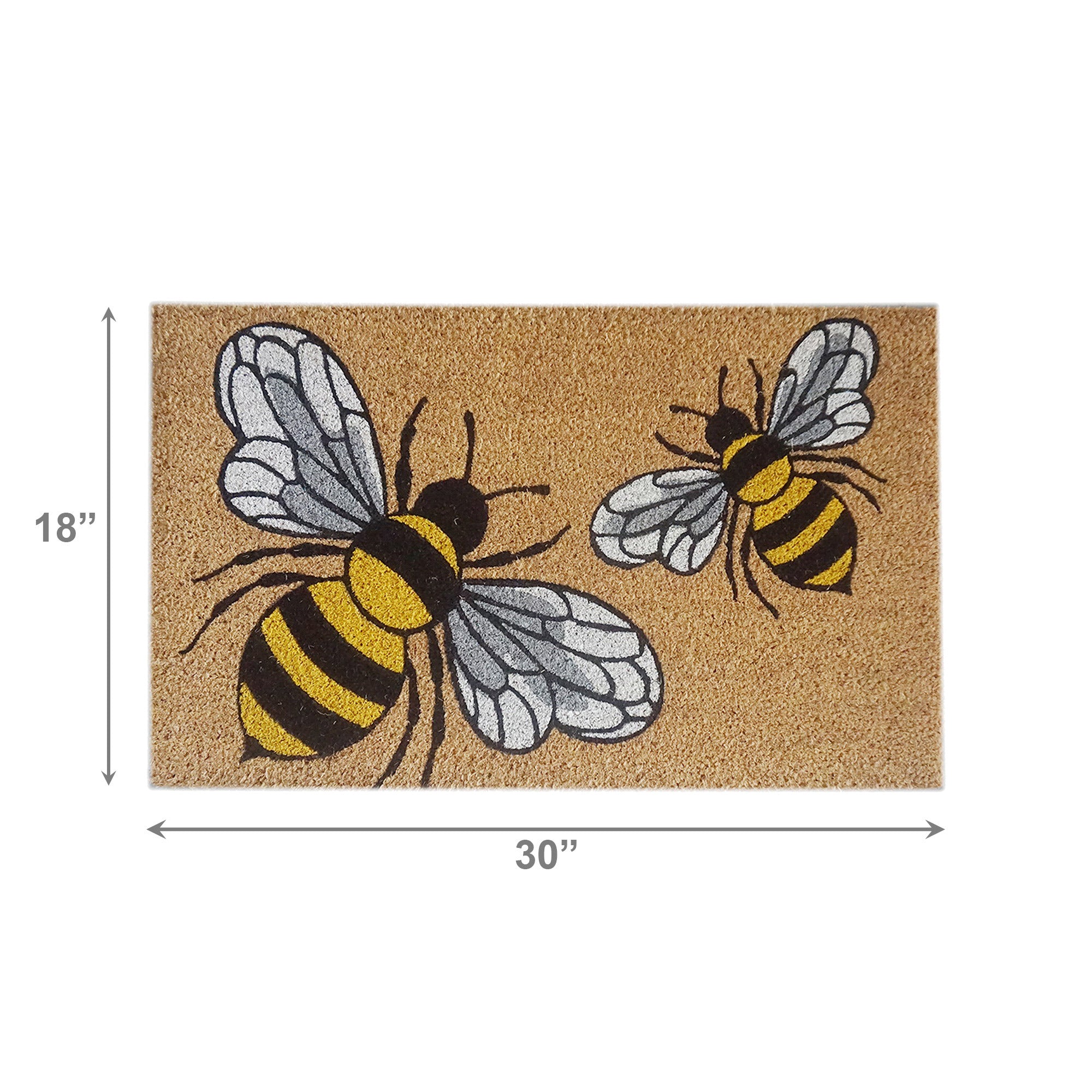 Coir Door Mat with Bees Motif