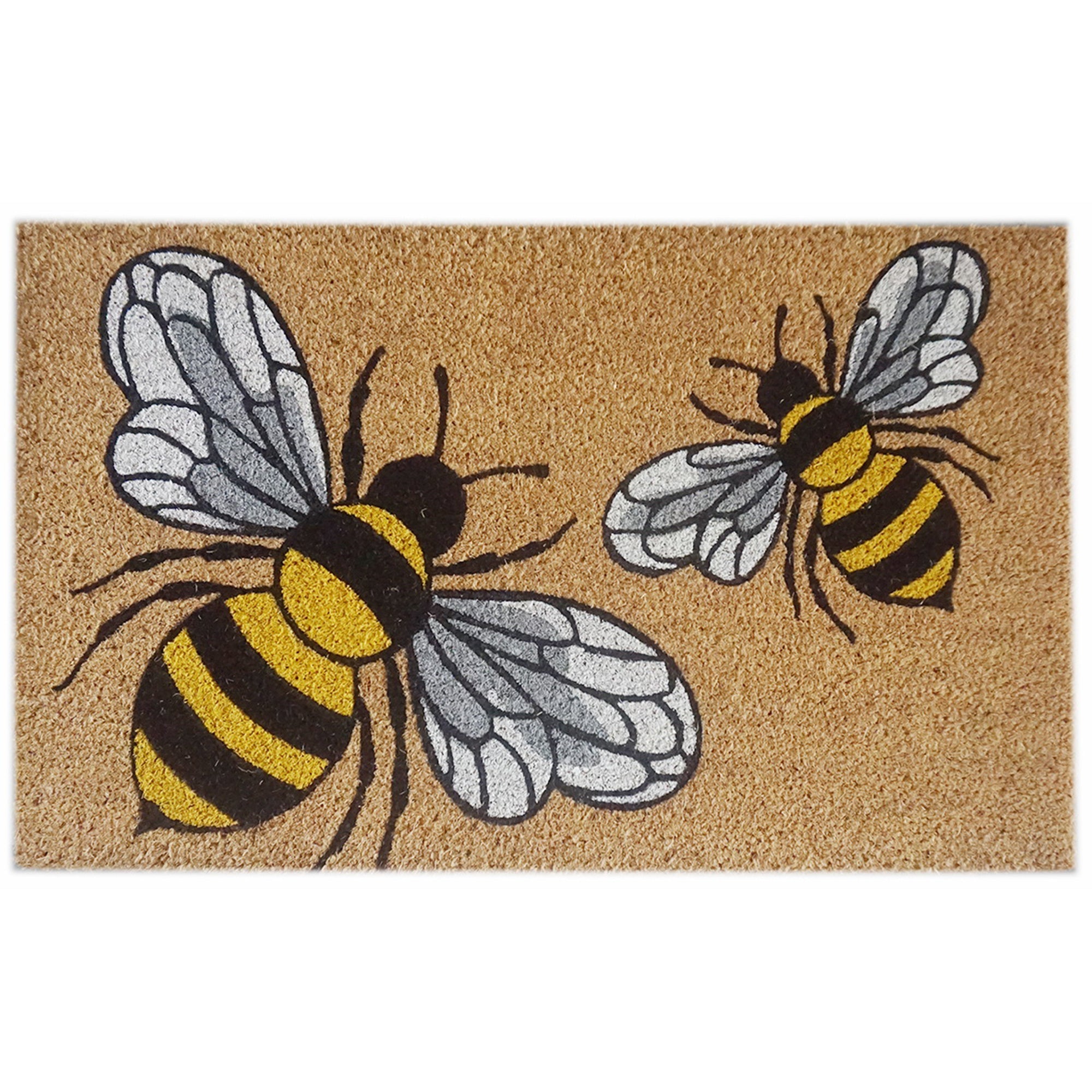 Coir Door Mat with Bees Motif