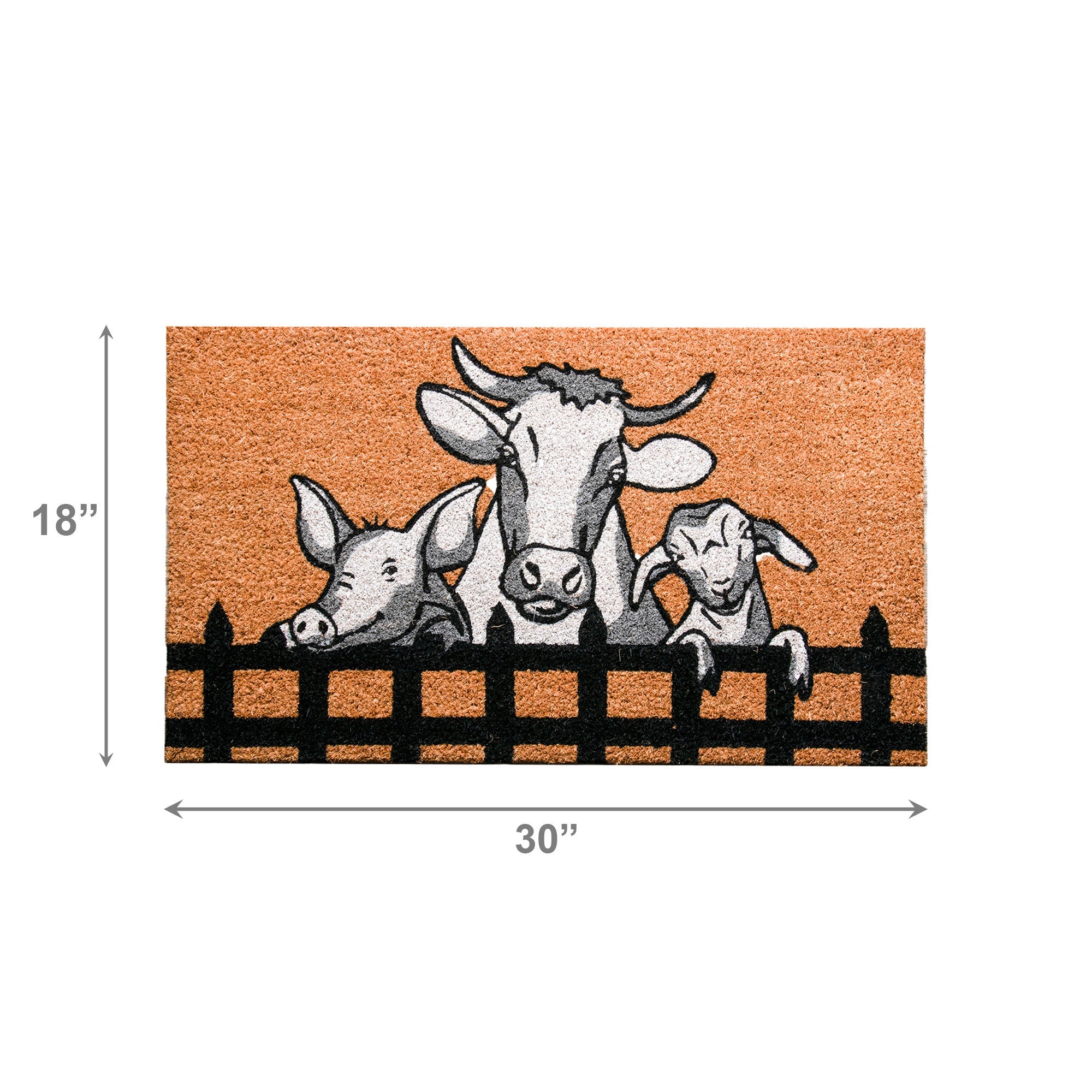 Coir Door Mat with Farm Animals Design