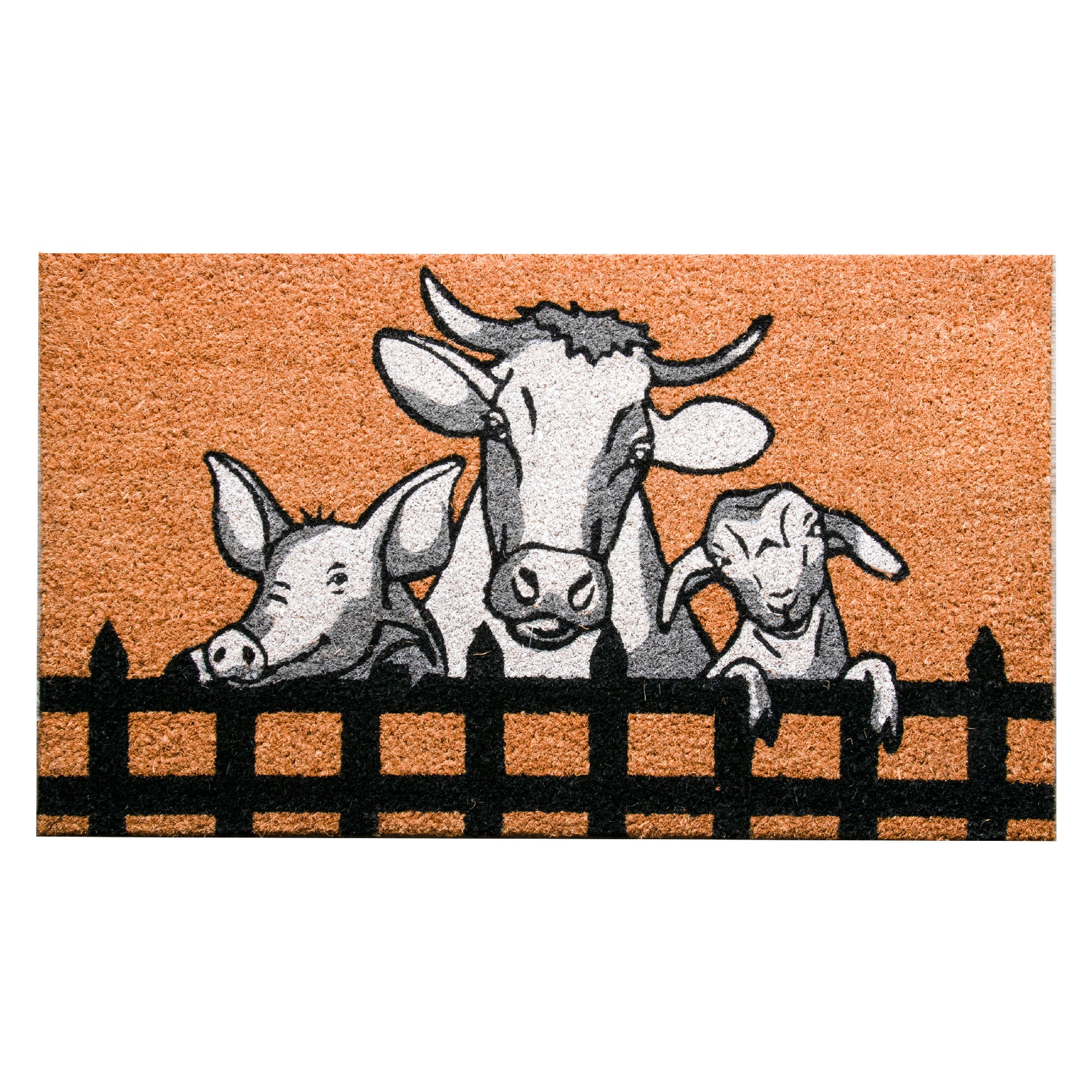 Coir Door Mat with Farm Animals Design