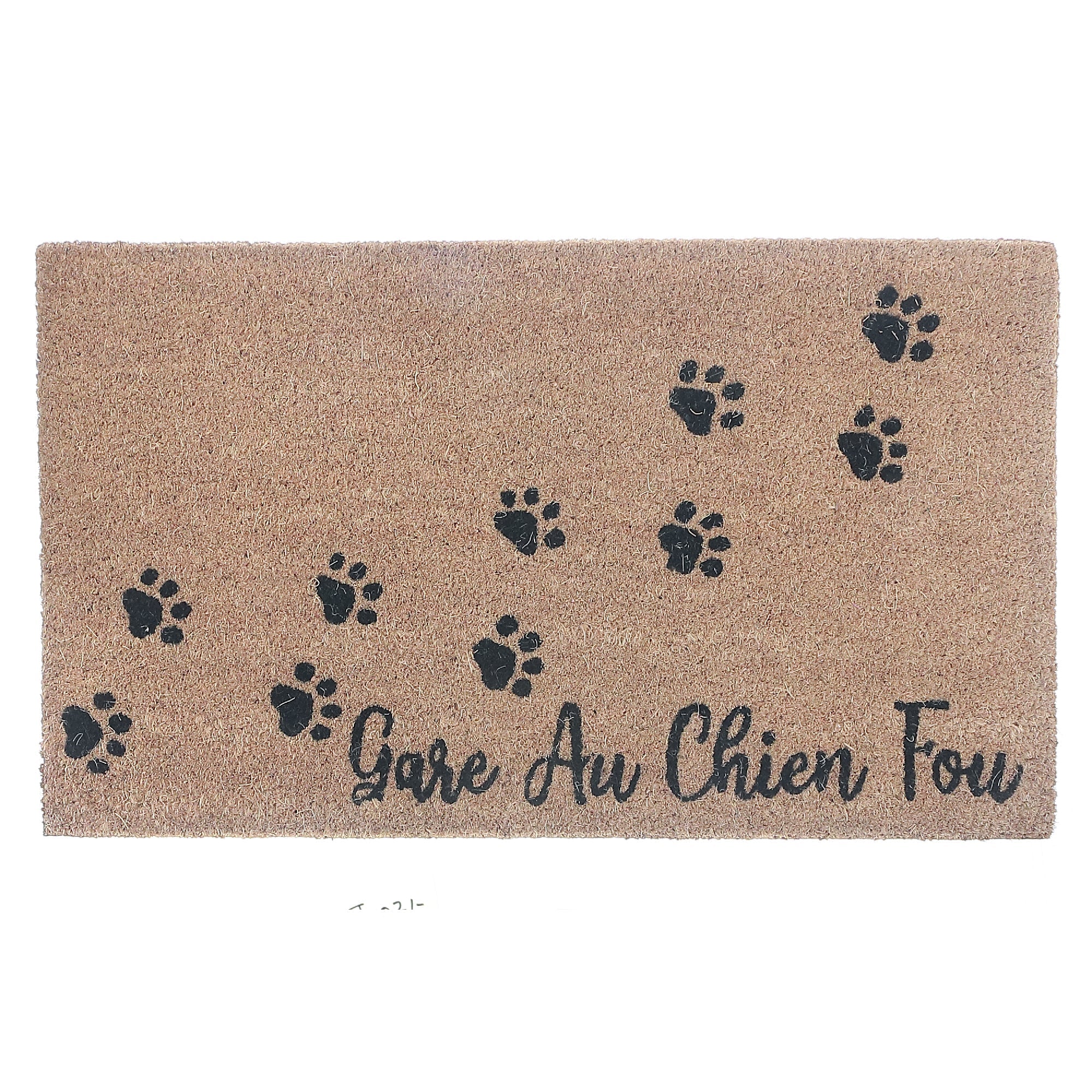 Coir Door Mat Gare Au Chien Fou Paws 18 X 30 Inch, Outdoor Front Door Pet Welcome Mat
