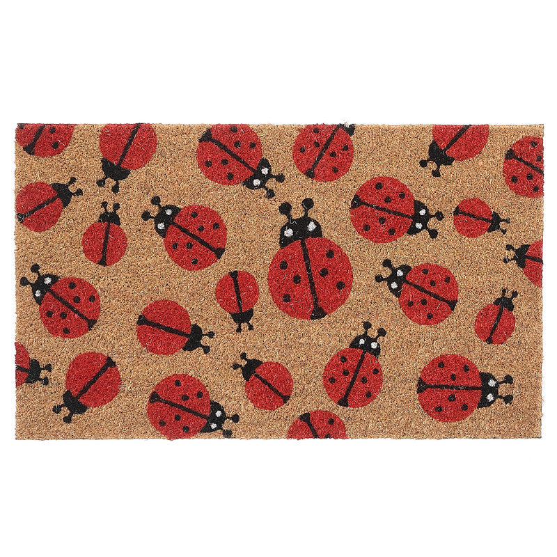 Coir Door Mat Crawling Ladybugs Design Outdoor Mat