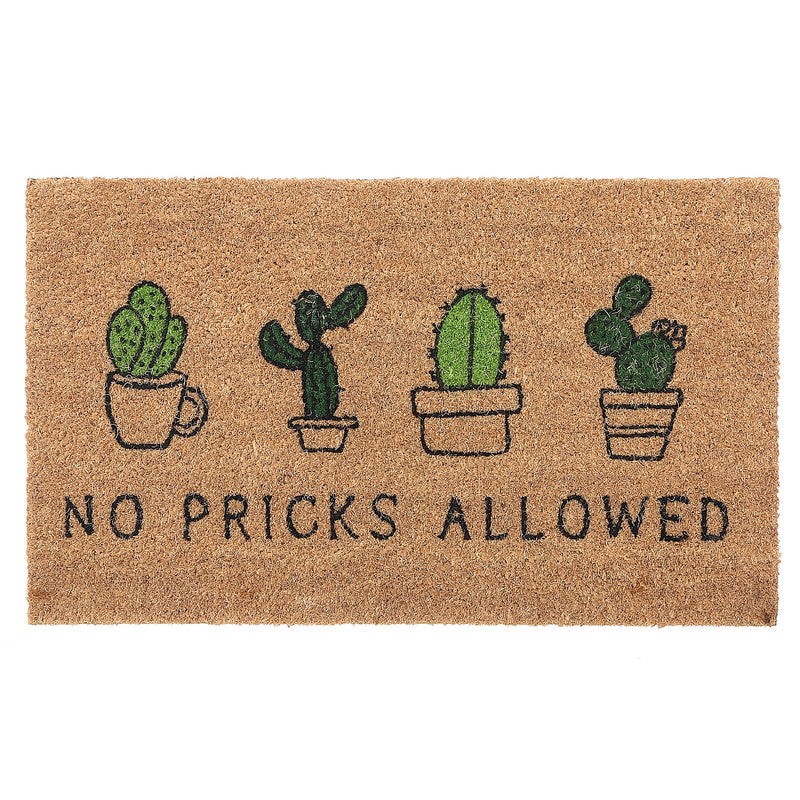 Coir Door Mat "No Pricks Allowed" Outdoor Entrance Mat