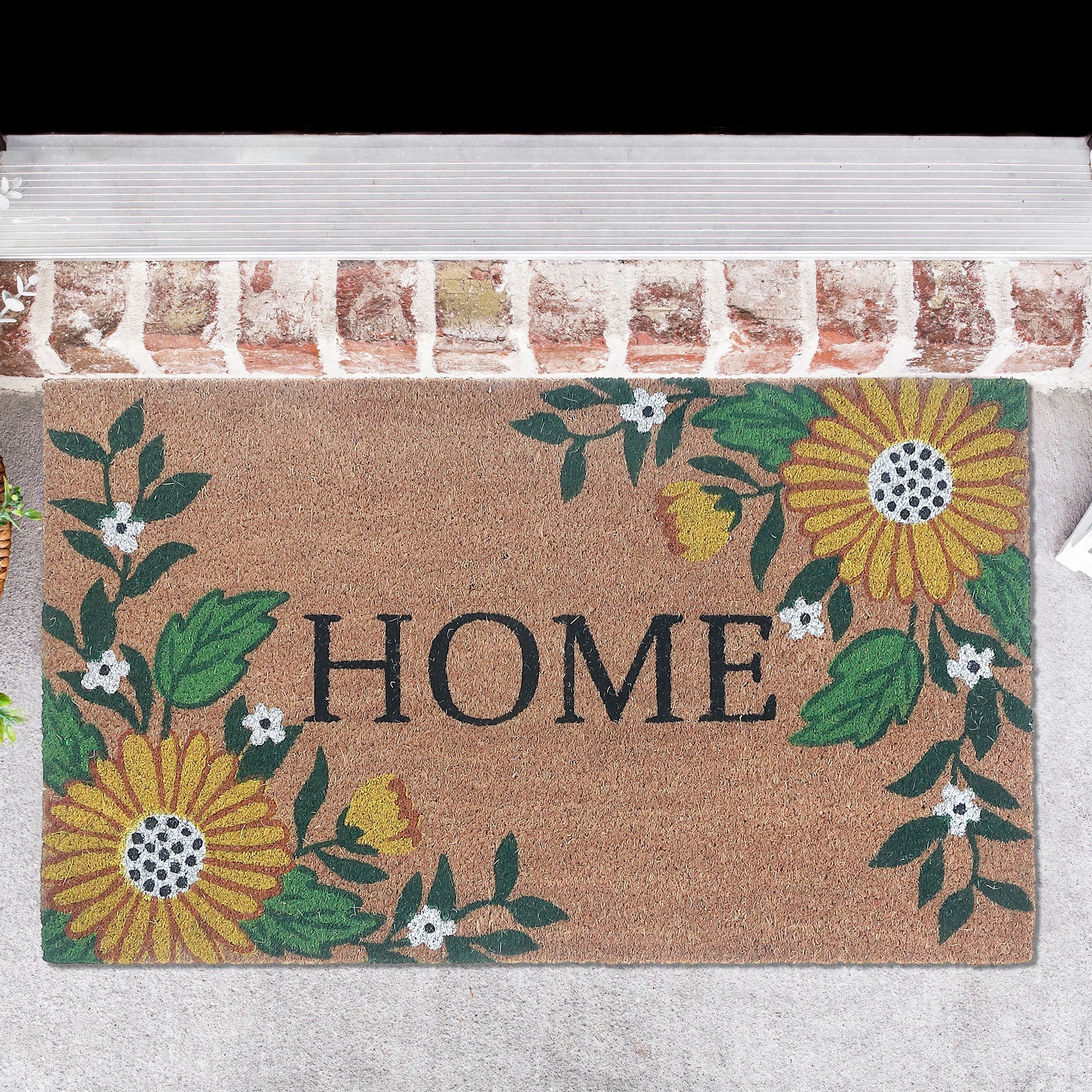 Coir Door Mat Sunflower Home 18 X 30 Inch, Outdoor Welcome Mat, Front Porch Decor