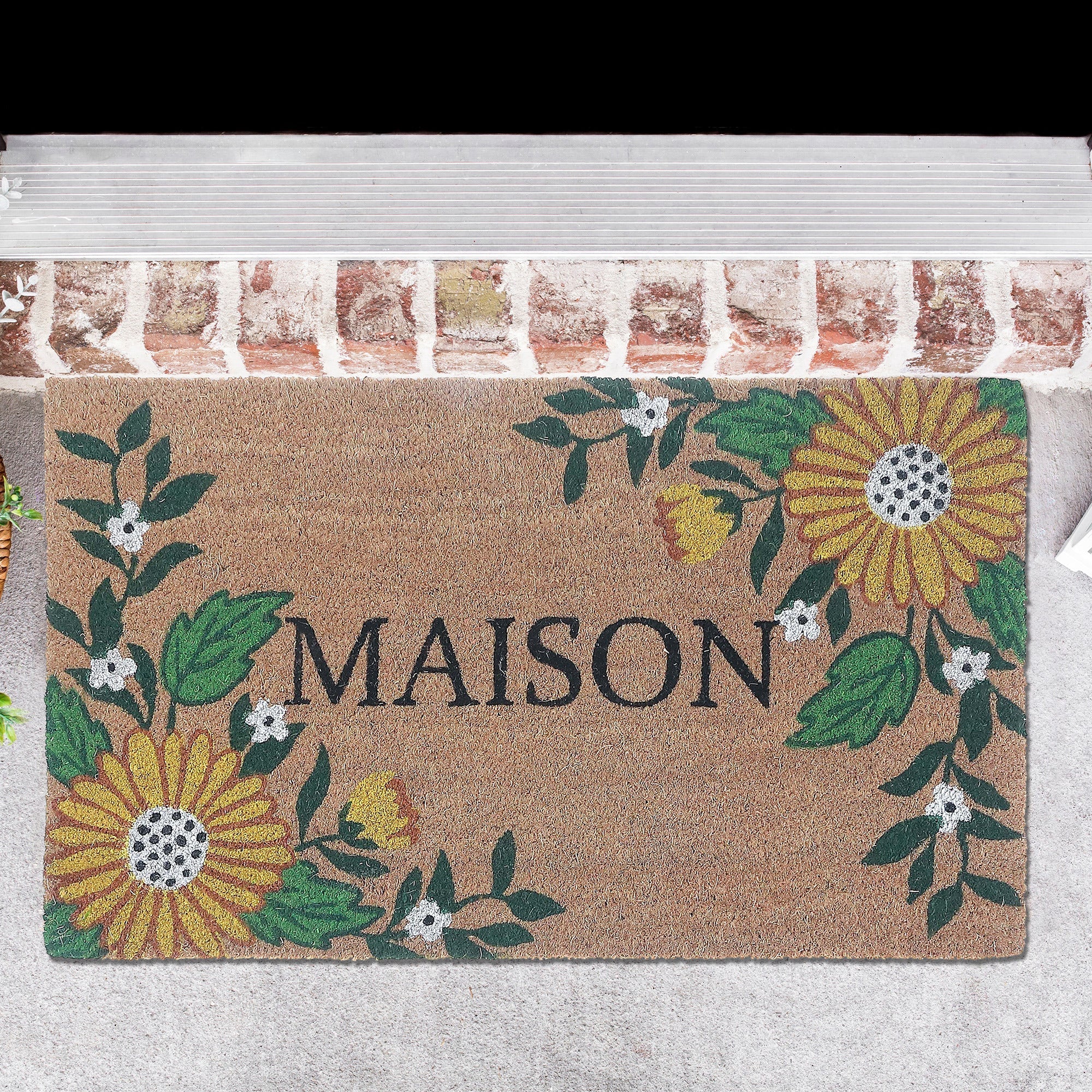 Coir Door Mat Sunflower Maison 18 X 30 Inch, Large Outdoor Welcome Mat, Front Porch Decor