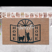 Coir Door Mat Cats Sweet Home 18 X 30 Inch, Outdoor Front Door Welcome Mat, Pet Friendly