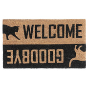 Coir Door Mat Cat Design Welcome/Goodbye