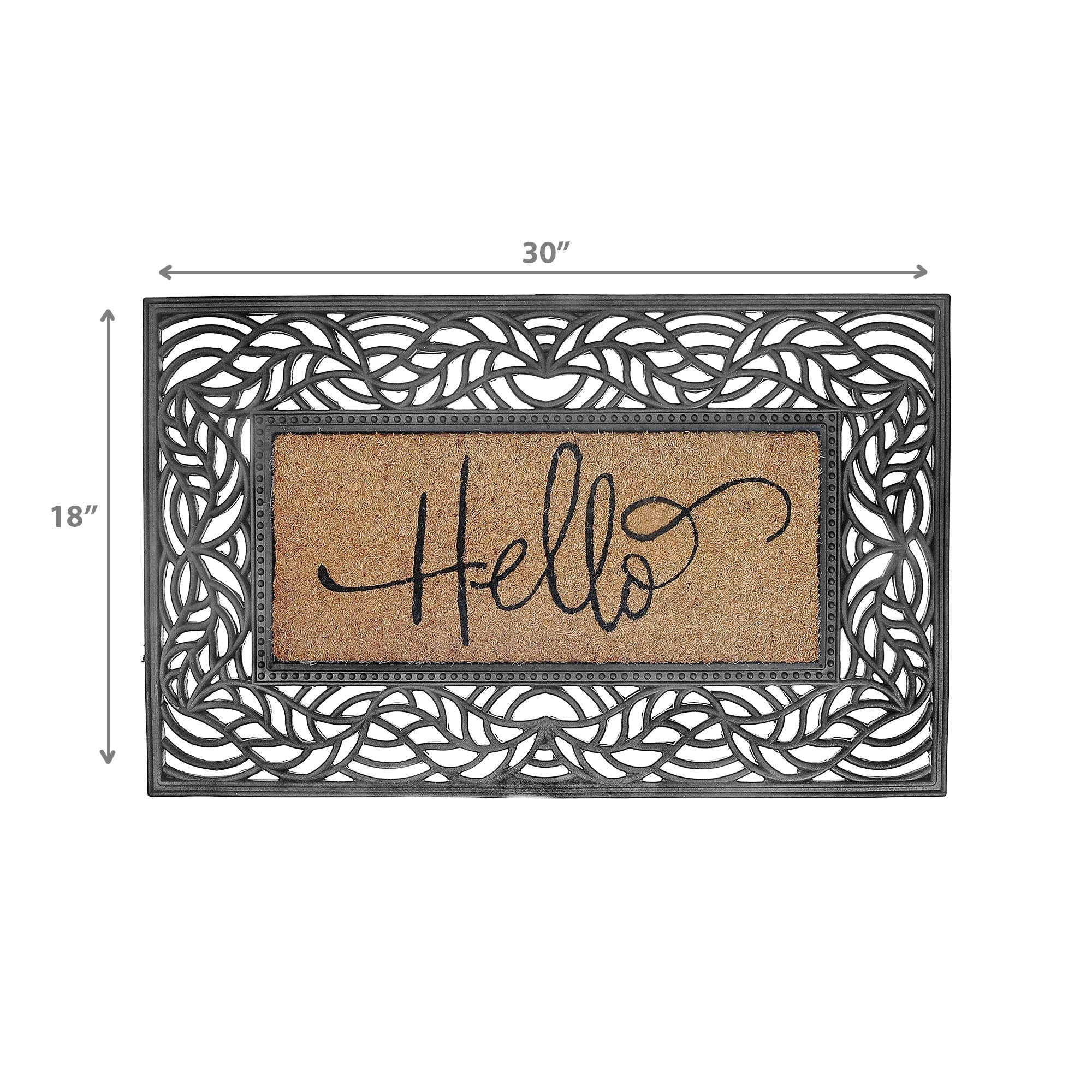 Rubber & Coir Mat Hello, Hello Welcome Rubber And Coir Mat, Non Slip Entryway Rug, Durable Outdoor Door Mat, Modern Porch Decor