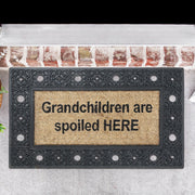 Rubber & Coir Mat "Grandchildren Are Spoiled Here", Entryway Rug, Indoor Outdoor Doormat