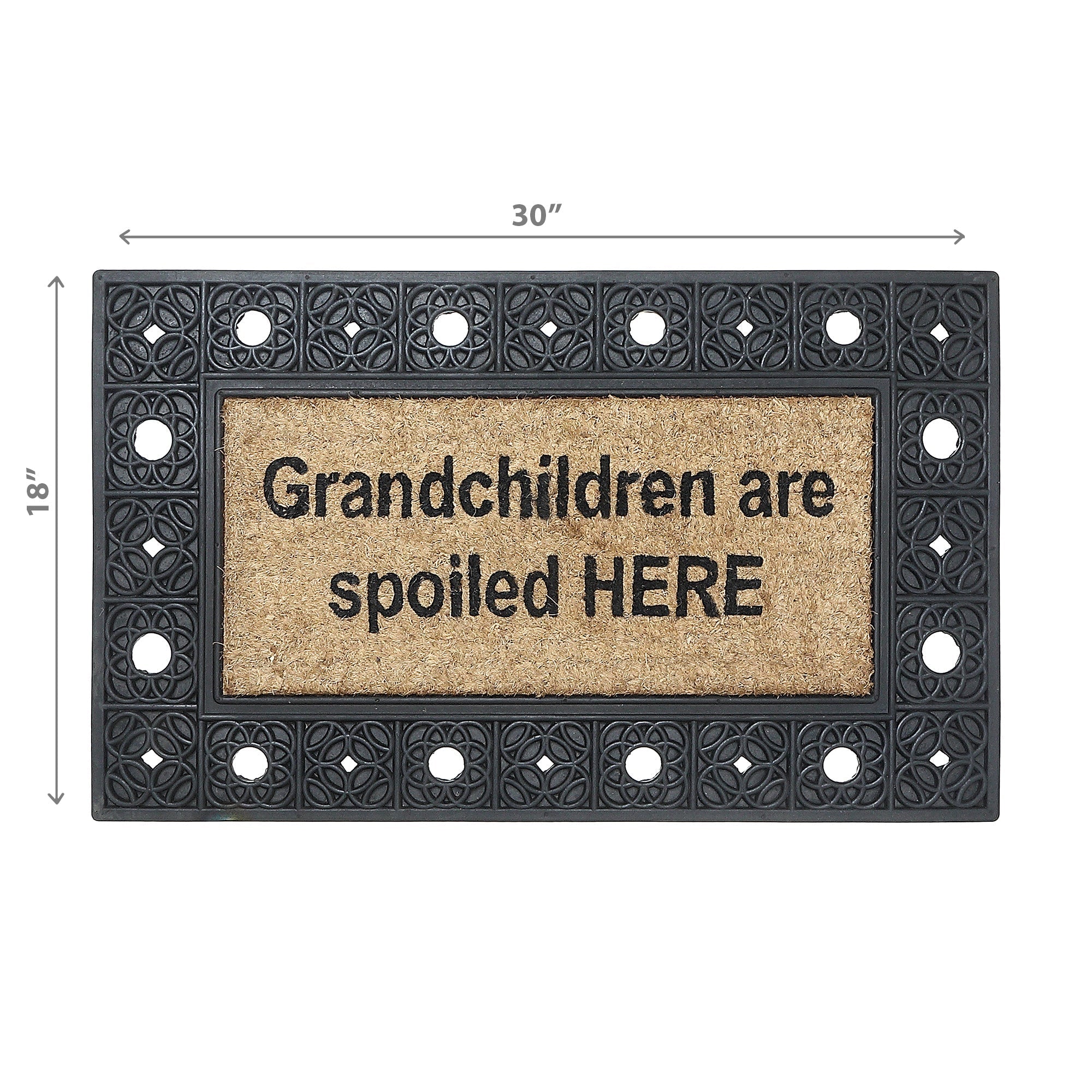 Rubber & Coir Mat "Grandchildren Are Spoiled Here", Entryway Rug, Indoor Outdoor Doormat