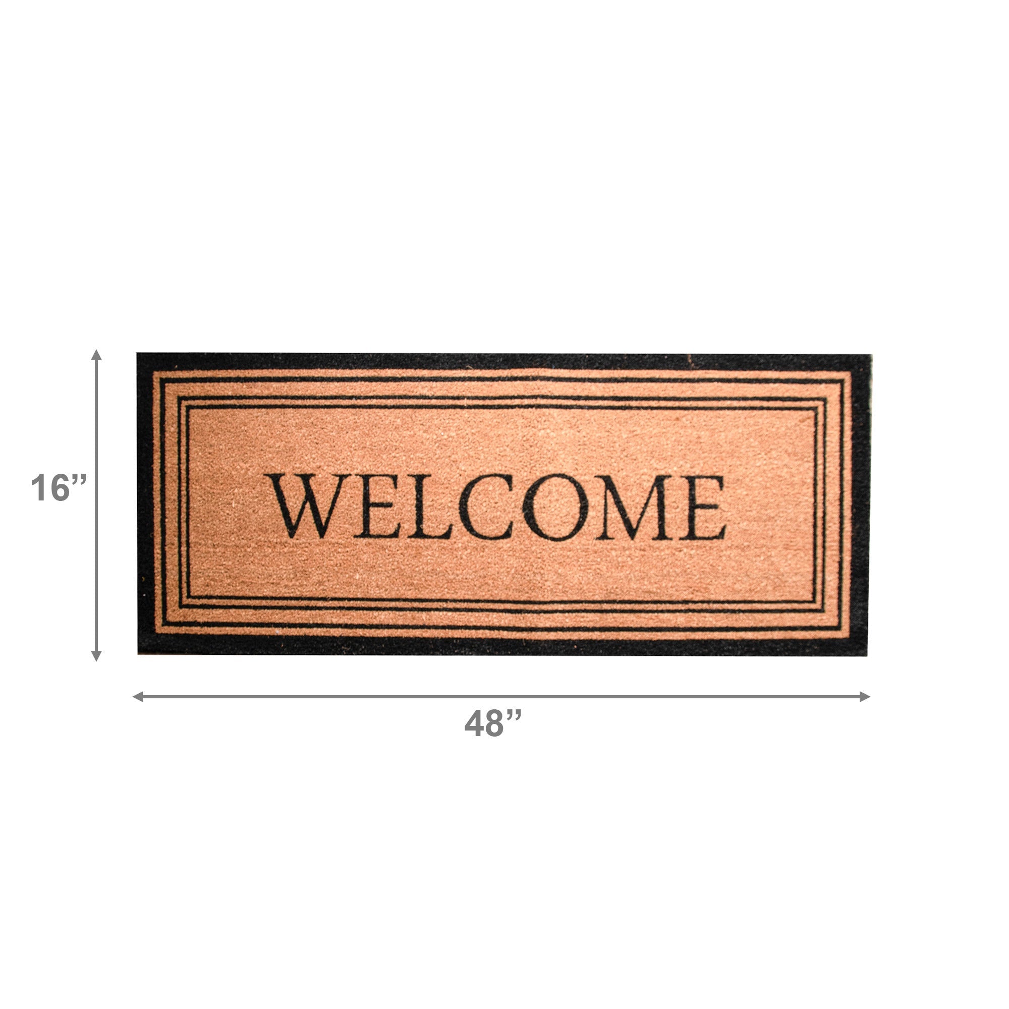 Coir Door Mat "Welcome" with Decorative Border (16" x 48")