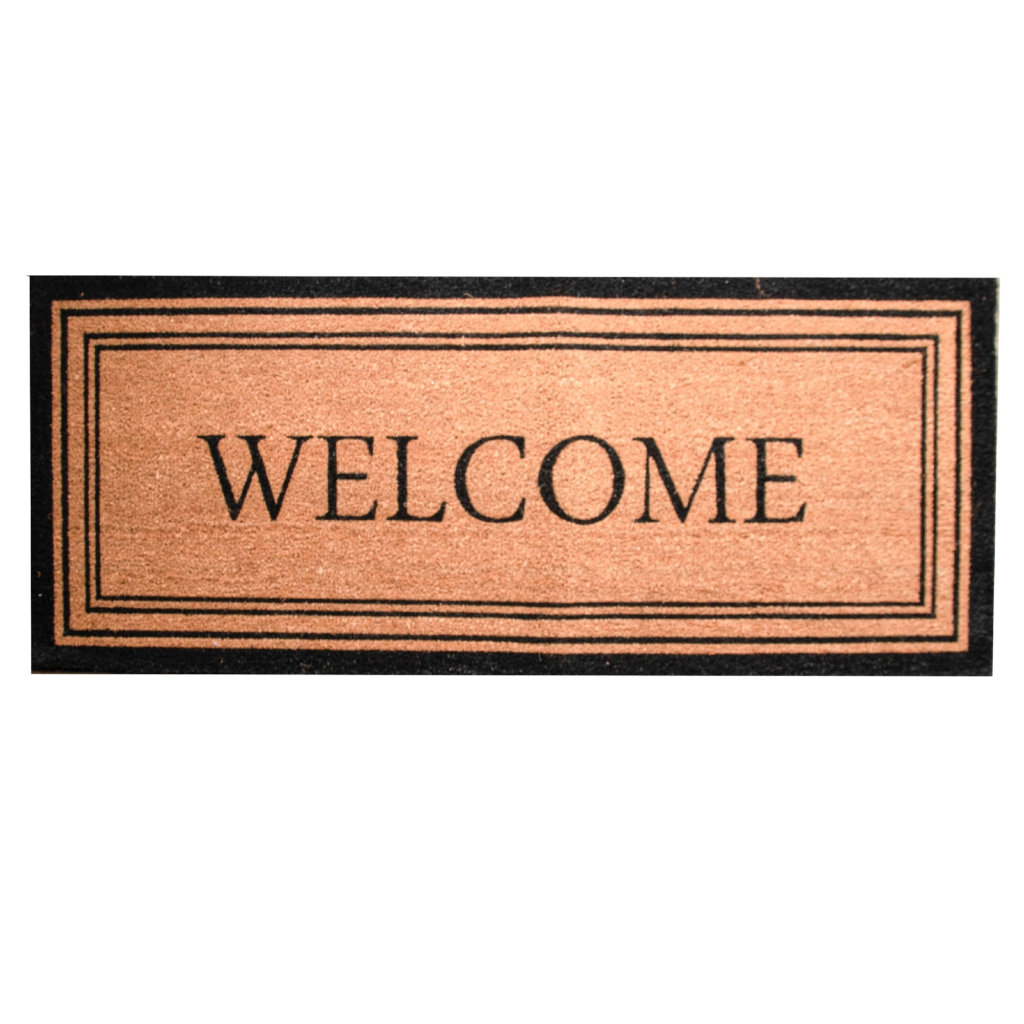 Coir Door Mat "Welcome" with Decorative Border (16" x 48")