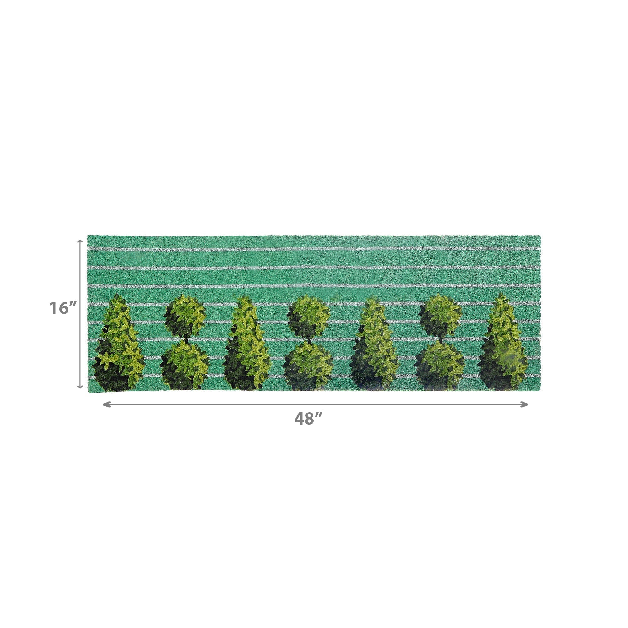 Coir Door Mat Topiaries 16"X48", Topiary Design Coir Door Mat 16"X48", Natural Fiber Entryway Rug, Decorative Porch Runner, Durable Outdoor Mat