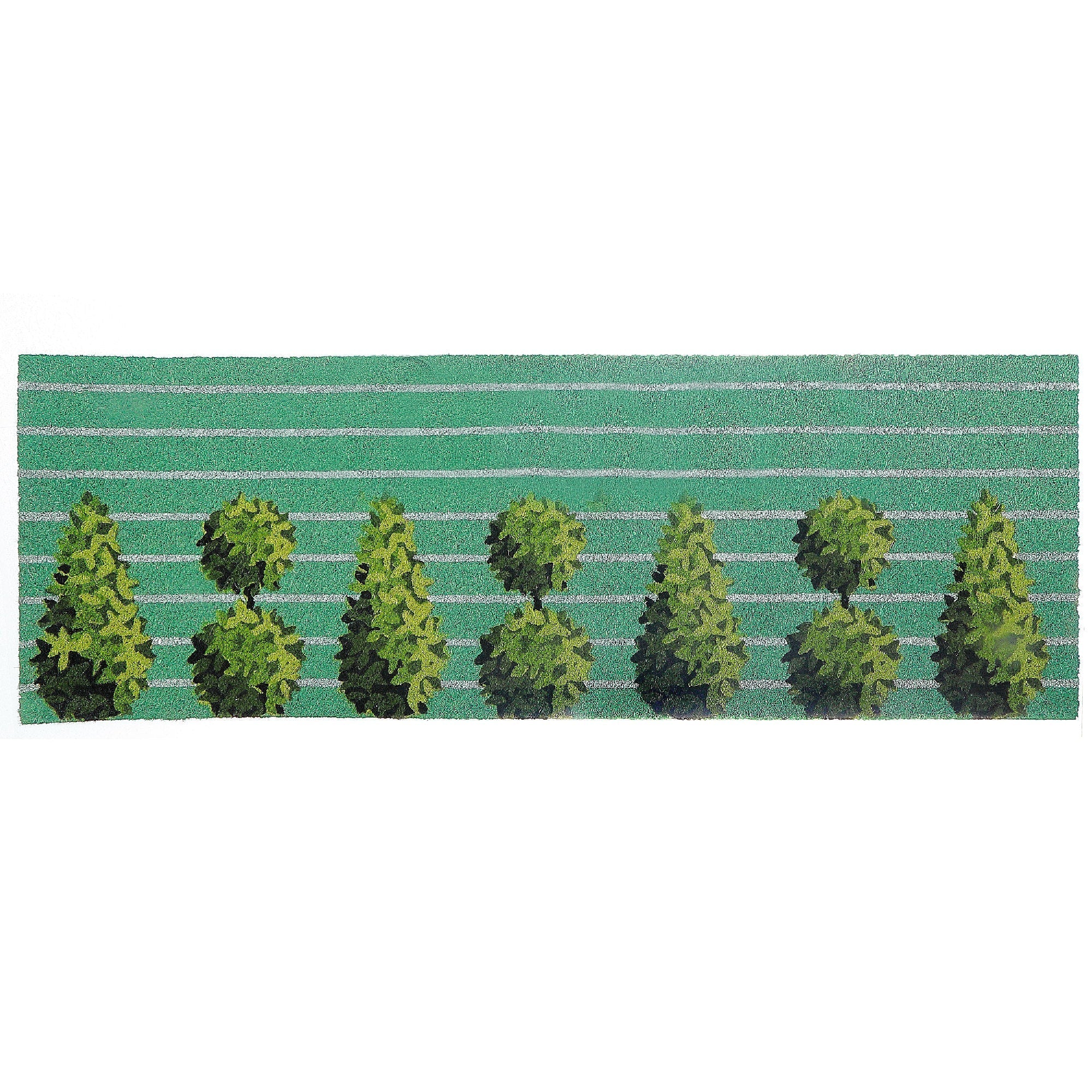 Coir Door Mat Topiaries 16"X48", Topiary Design Coir Door Mat 16"X48", Natural Fiber Entryway Rug, Decorative Porch Runner, Durable Outdoor Mat