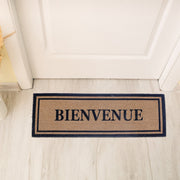 Coir Door Mat "Bienvenue" 16x48 Inch, Natural Fiber Welcome Mat, Entryway Decor