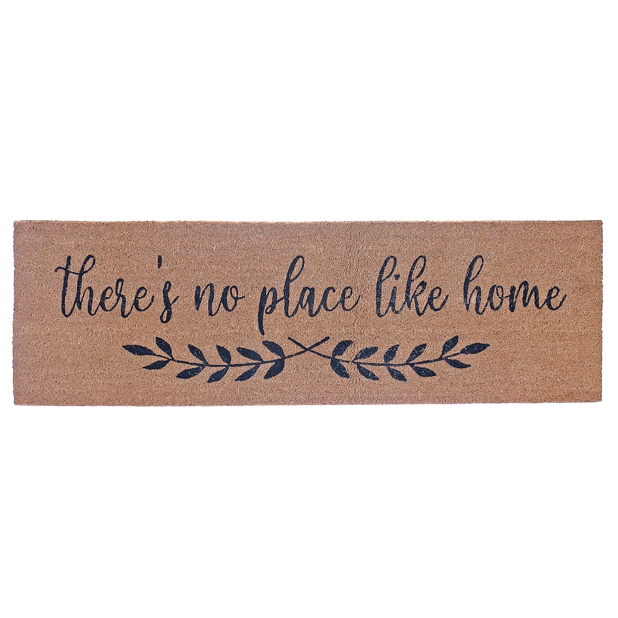 Coir Door Mat "There's No Place Like Home" 16x48 Inch, Natural Fiber Welcome Mat, Entryway Decor