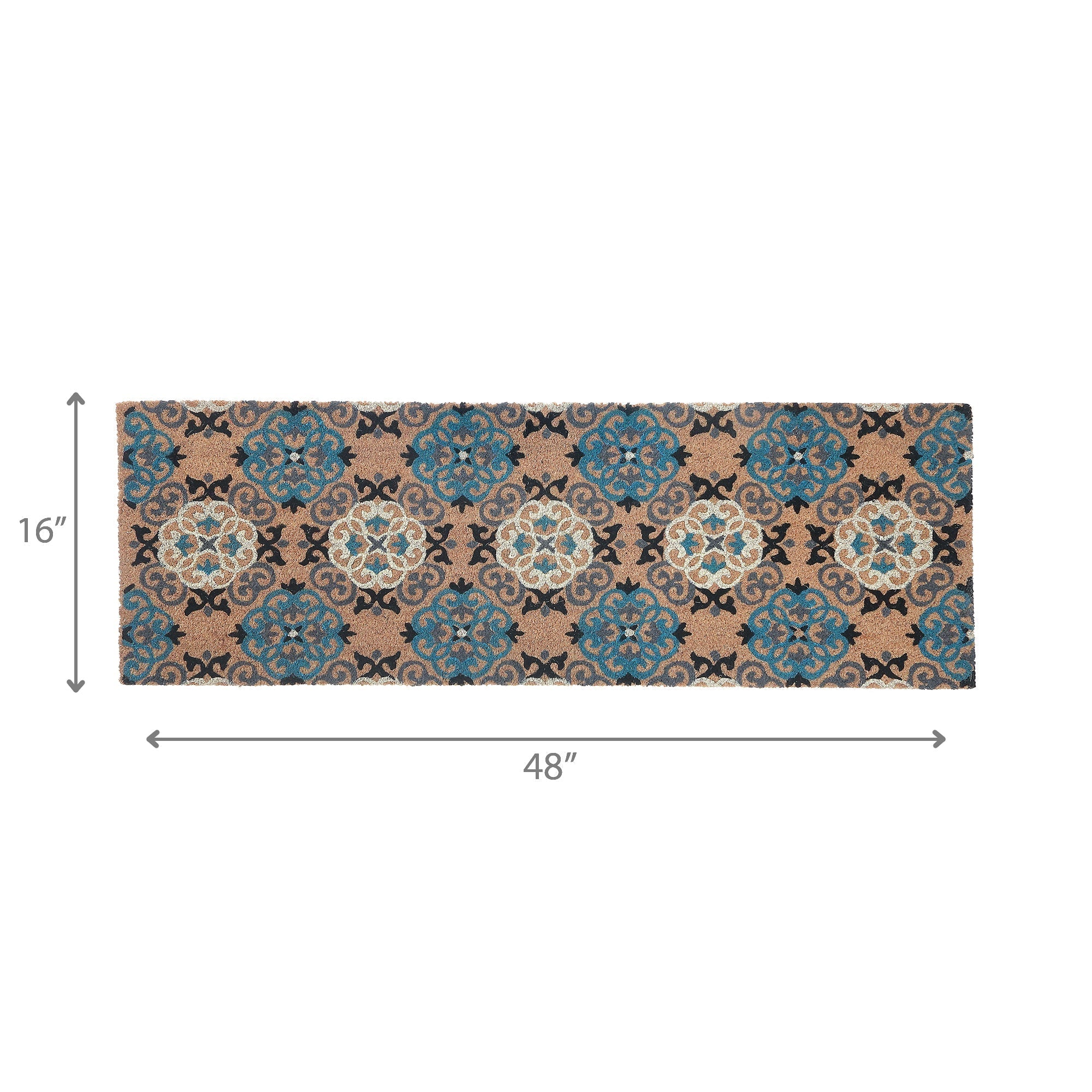 Coir Door Mat Serenity Pattern 16"x48" – Natural Fiber Indoor/Outdoor Doormat